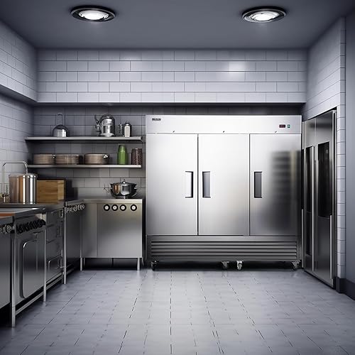 Miniatura 7 de Congelador comercial con certificación ETL, 81" 3 puertas sólidas 3 secciones congelador con 61 pies cúbicos de capacidad, alcance de acero