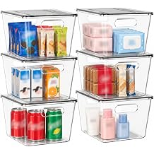 caktraie Set of 6 Clear Stackable Storage Boxes with Lids, Perfect for Storing Toys, Craft Supplies, Snacks, Wardrobe Items, Bathroom Essentials, and Office Supplies