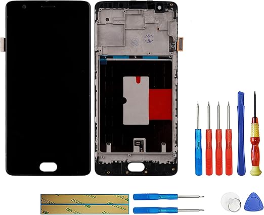 Amazon Swark Amoledディスプレイ Oneplus 3 3t A3010 Oneplus Three 3 A3000 A3003 タッチスクリーンデジタイザーアセンブリ フレーム付き ブラック Swark 修理パーツ