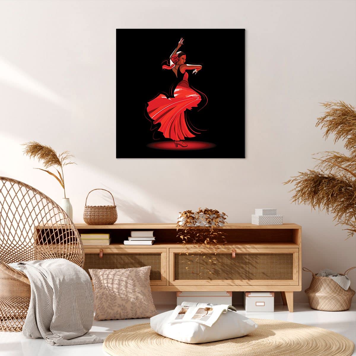 Moderne Impression Sur Toile Grues Lutte Danse Image Tableau Decoration