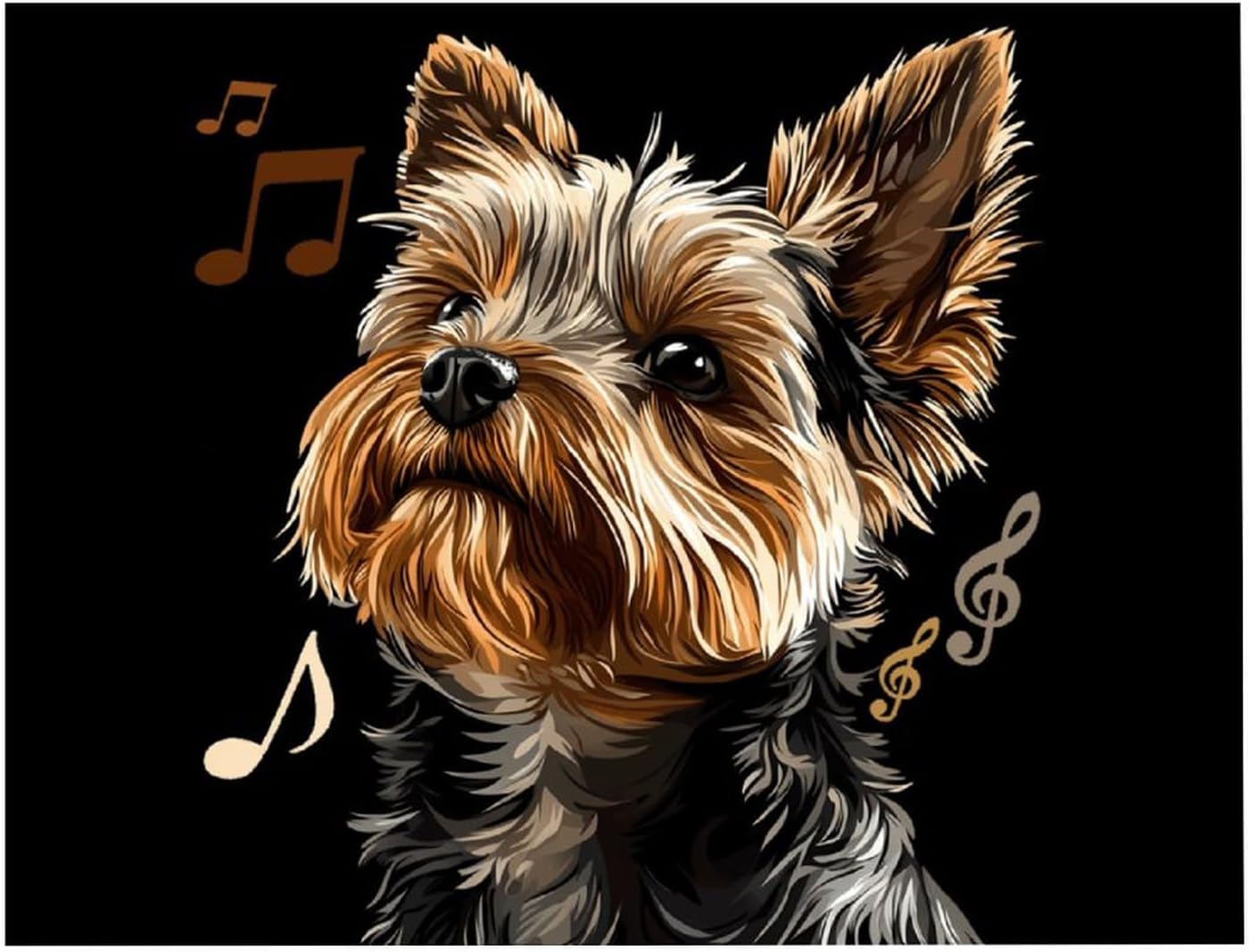 Musician Yorkshire Terrier Dog Printed Diamond 5D Painting Kits DIY Full Drill Crafts for Home Wall Decor 16x20 Inch Yellow Wood 50 * 40cm