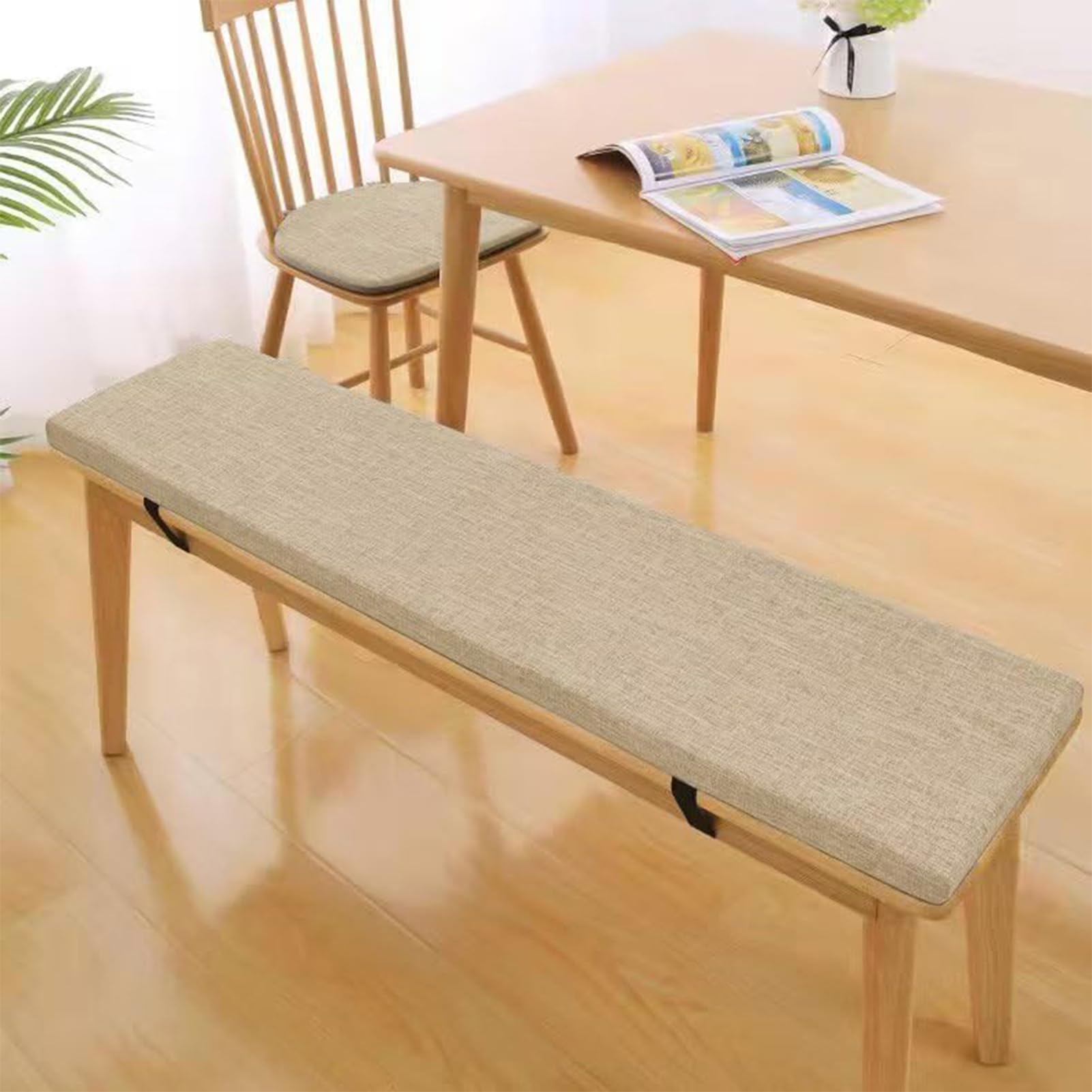 bay window cushion 170 * 50 * 3cm Removable Seat Pad cover，Linen, Non-Slip Pad for Shoe Bench Rack, Window, Piano, Dining