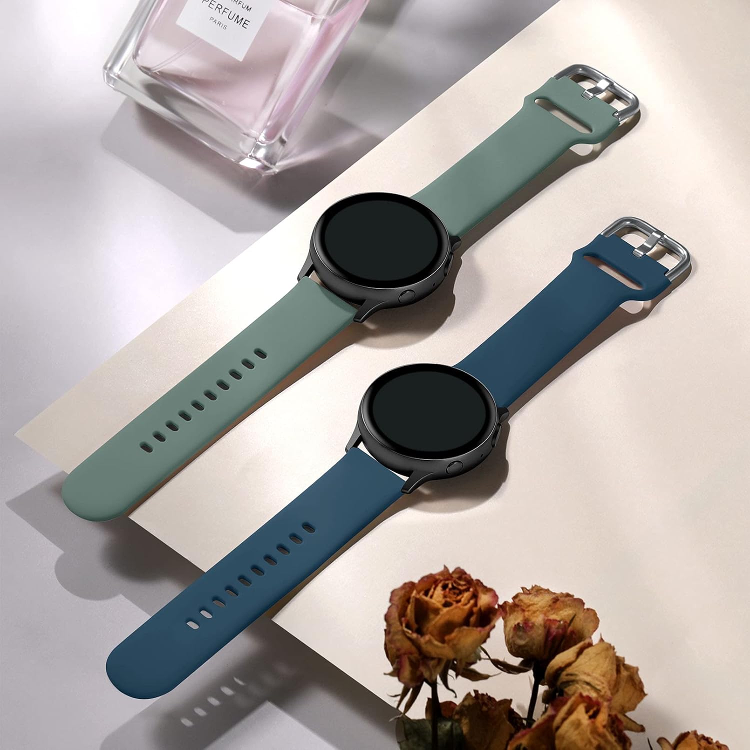 Witzon 4 Pack Bands Compatible with Samsung Galaxy Watch Active 2 40mm 44mm/Galaxy Watch Active/Galaxy Watch 3 41mm/Galaxy Watch 42mm, 20mm Silicone Sport Strap for Galaxy Active 2/Watch 3 Women Men