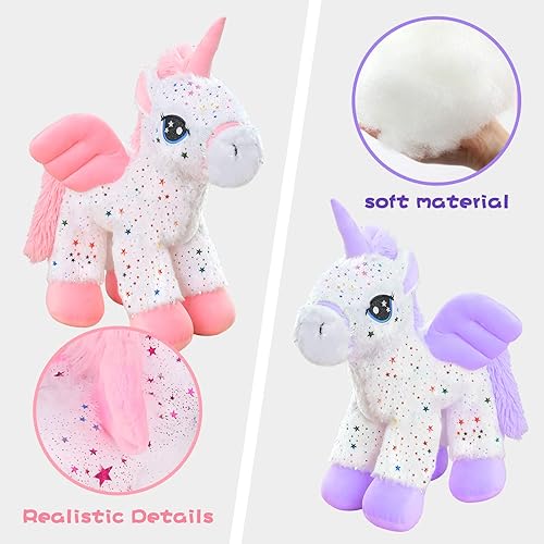 Miniatura 8 de Juguete de peluche de unicornio, bonito unicornio rosa suave, regalo para niños y niñas (9.5 pulgadas)
