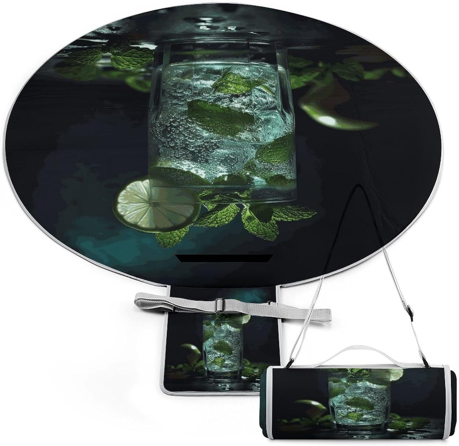Mojito Cocktail Picnic Mat Lightweight Waterproof Picnic Blankets Extra Large Picnic Outdoor Blankets Foldable Sandproof Beach Blanket for Park Beach Camping Courtyard 58.3''x58.3''