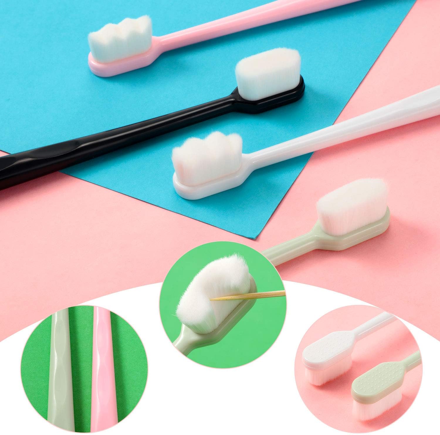16 Pieces Extra Soft Toothbrush Micro-Nano Toothbrush Floss