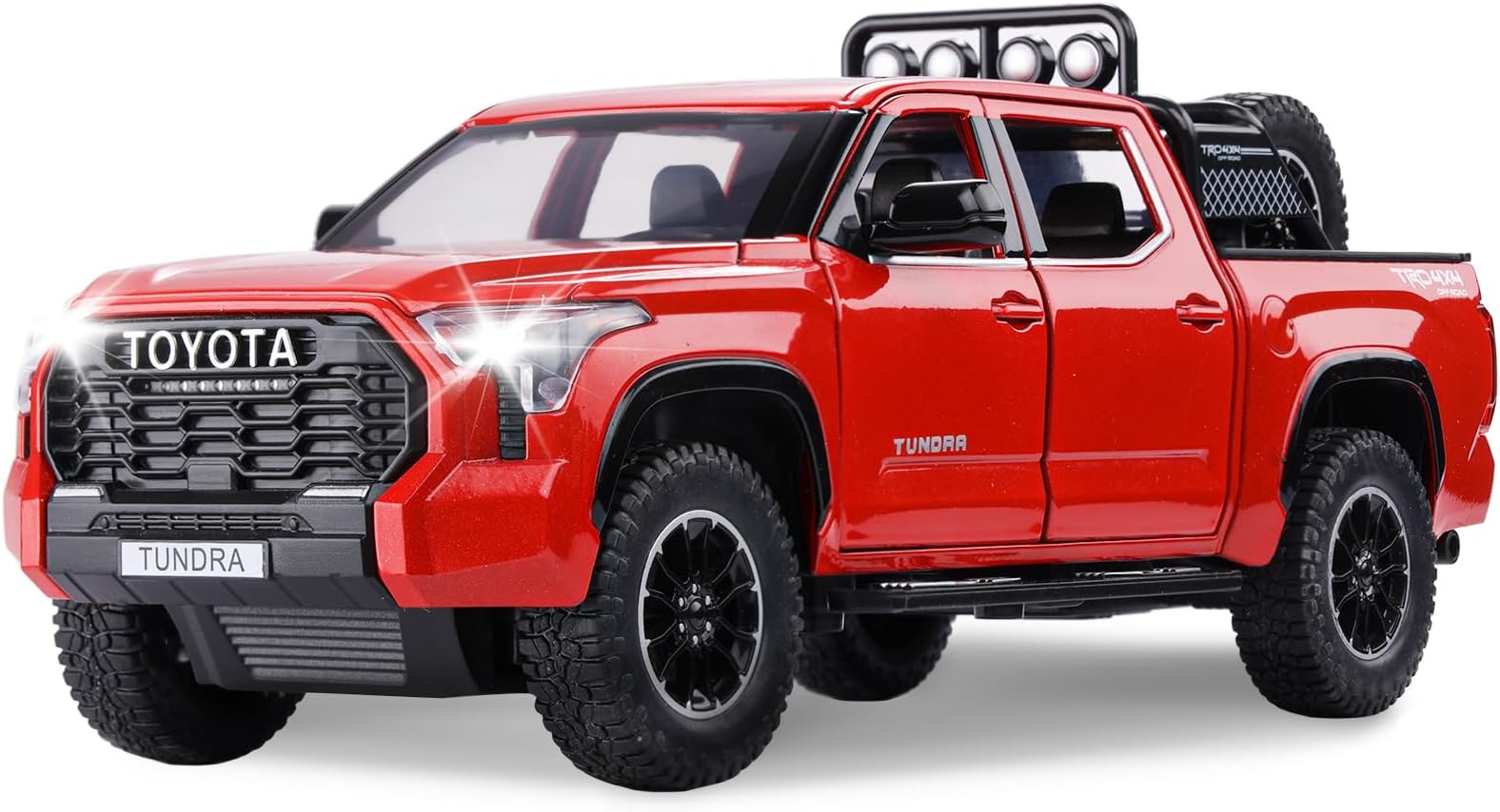 SASBSC Tundra Truck Toys For 3 4 5 6 7 Year Old Boys Pickup Toy Trucks For Boys Age 3-7 Diecast Metal Trucks With Light And Sound Pull Back Toy Cars Gift For Kids, Red