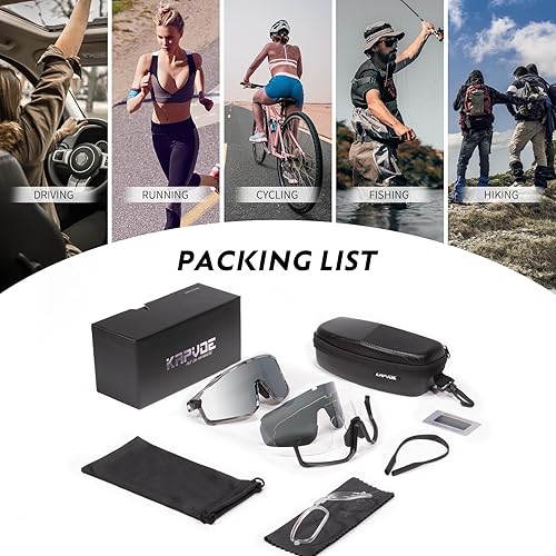 Miniatura 6 de KAPVOE Gafas de ciclismo polarizadas para hombres y mujeres, gafas de bicicleta de montaña MTB para montar TR90, gafas de sol deportivas para correr