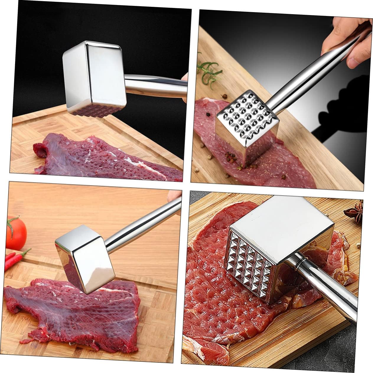 1Pc Stainless Steel Meat Hammer Meat Pounder with Ergonomic Handle for Tenderizing Beef Chicken and Pork for Marinating and Cooking Meat Tenderizer Tool