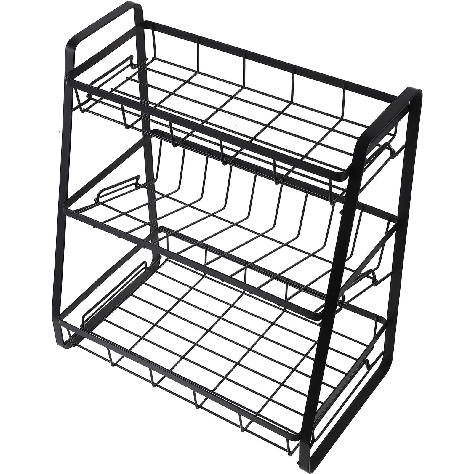 Estante de Cocina Multicapa Negro de Hierro Desmontable para Especias