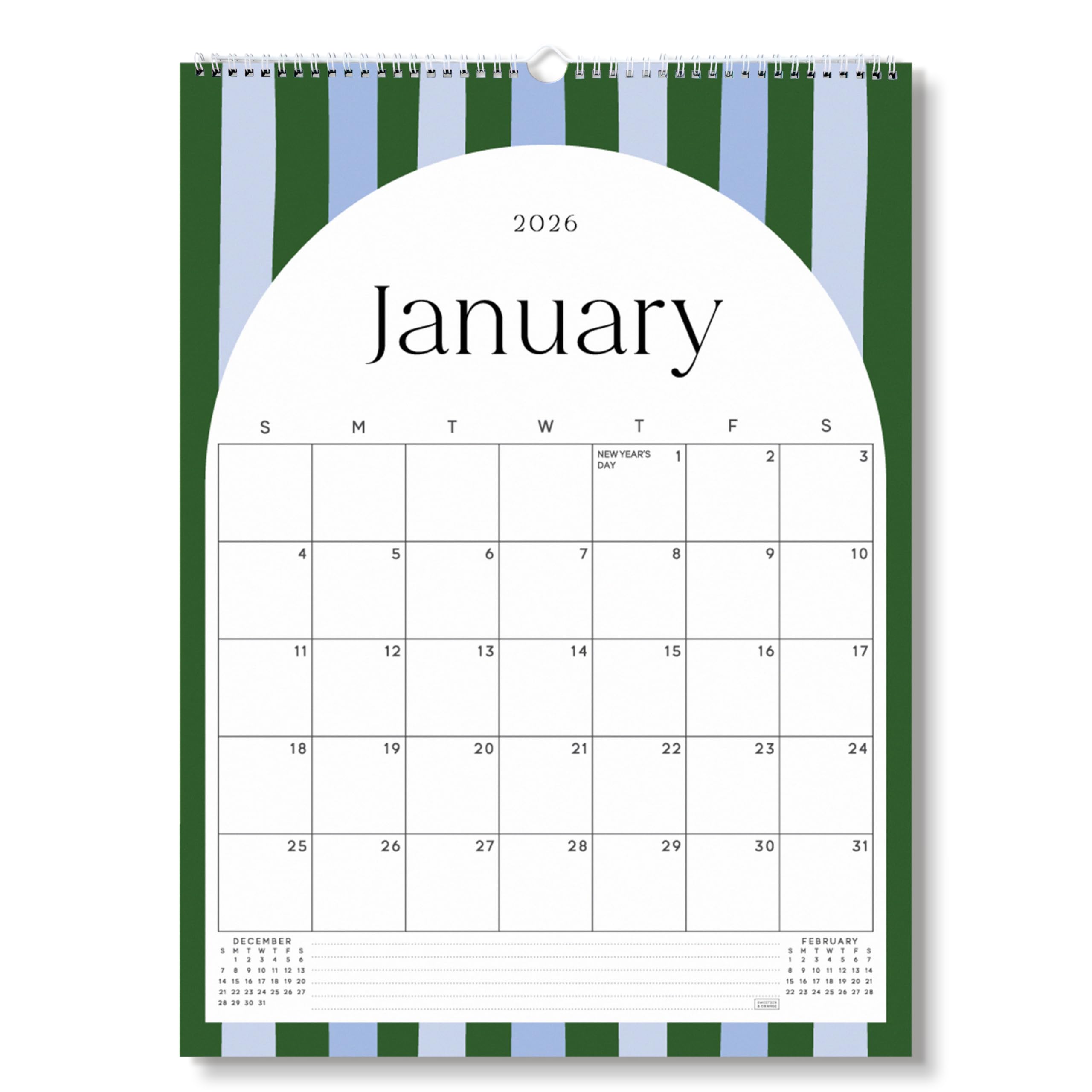 S&O Palm Beach Arc Wall Calendar from January 2026-June 2027 - Tear-Off Monthly Calendar - 18 Month Academic Wall Planner - Hanging Organizer to Track Anniversaries & Appointments - 14.2"x10.5”in
