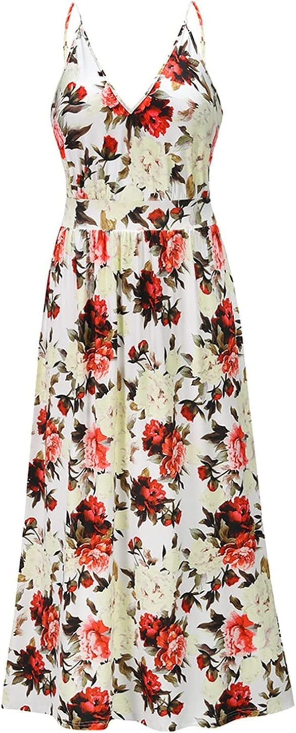 Verstellbarer Ersatz-Schultergurt, Handtaschenträger, Kleider, Strandkleid for Teenager-Mädchen, Damen-Strand, rückenfrei, V-Ausschnitt, Spaghettiträger, Maxikleid, Sommerkleider (Farbe: Grün, Größe: