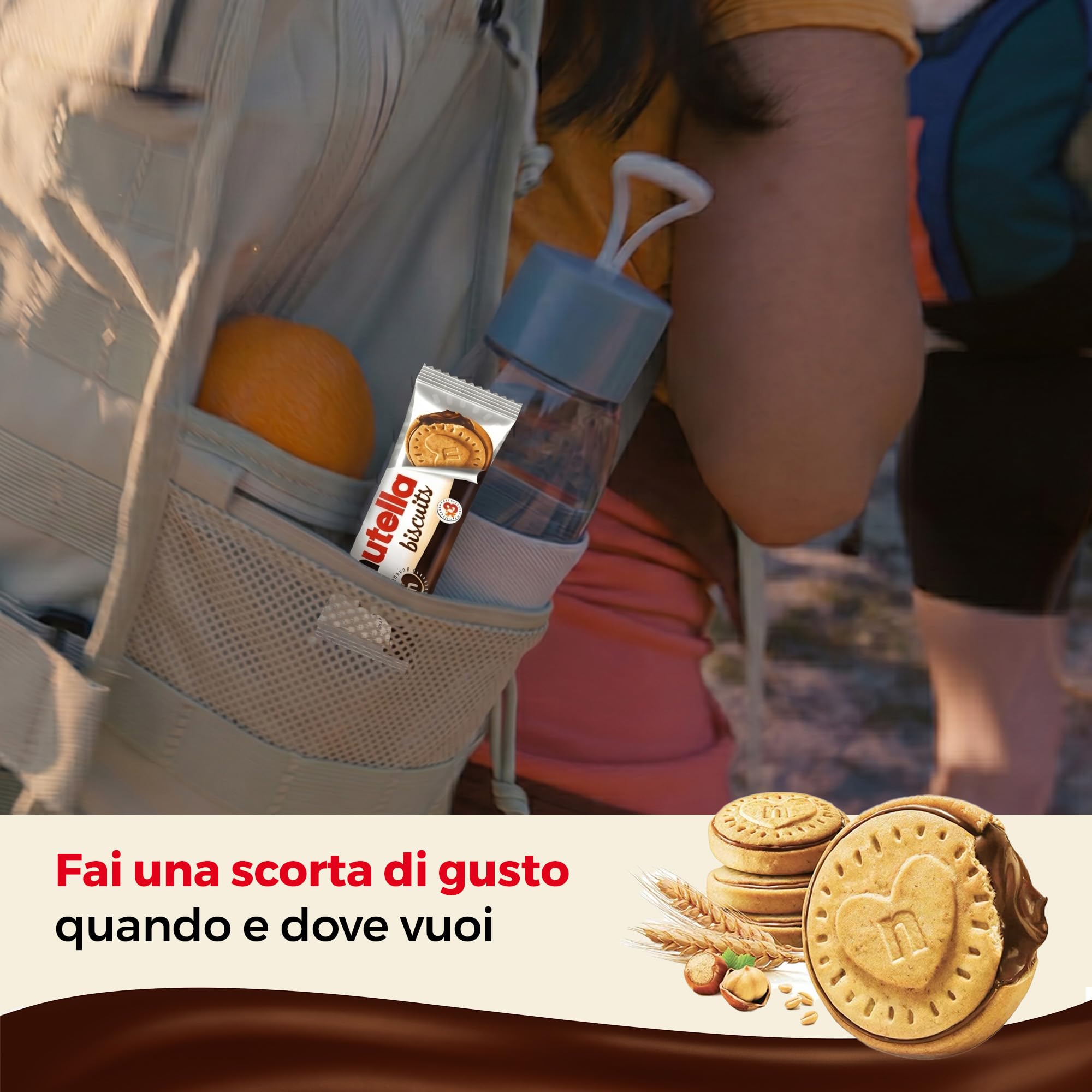 Nutella Biscuits - 84 Croccanti Biscotti con un Cremoso Ripieno di Nutella, con Farina di Frumento e Zucchero di Canna, Ideali come Colazione, Snack e Merenda, 28 Confezioni Monoporzione da 41,4 gr