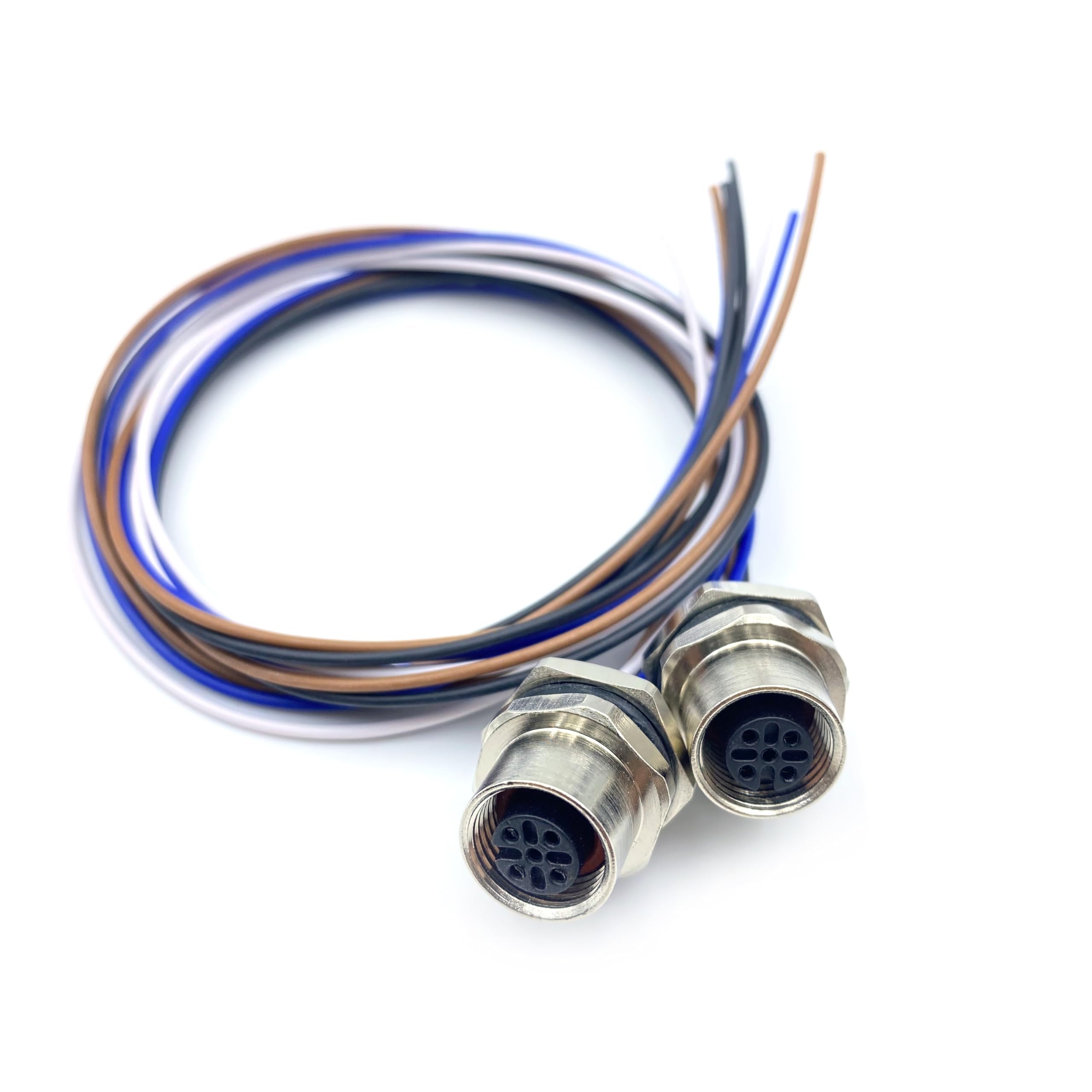 2Pcs M12 4 Pin A Code Female Connector Cable, IP67 Waterproof Back Mount Cable UnShielded Straight Aviation Socket Electrical Cable Sensor Receptacle 250V 4A (0.5Meter/1.64ft)