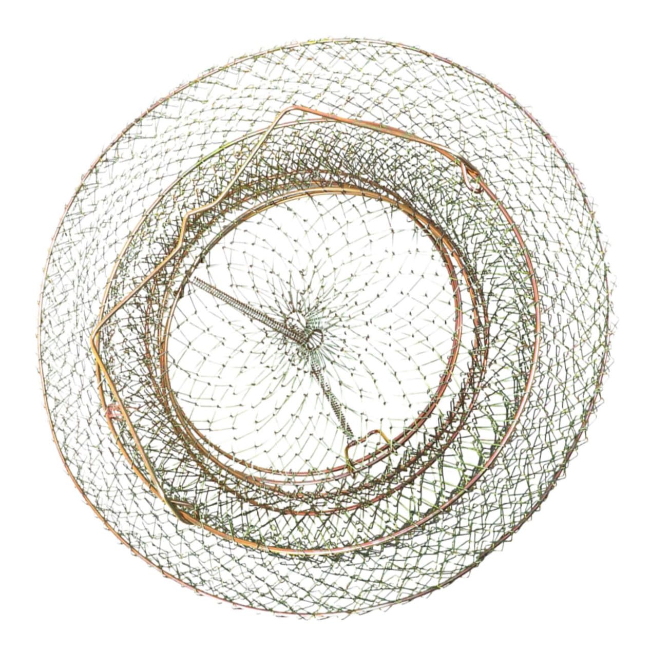 Gabbia per Pesci e Gamberetti in Filo di Acciaio Zincato Pieghevole, Cestino Portatile per Granchi e Cattura Pesci, Accessorio per Pesca Outdoor, Sicuro e Salvaspazio, Diametro 35