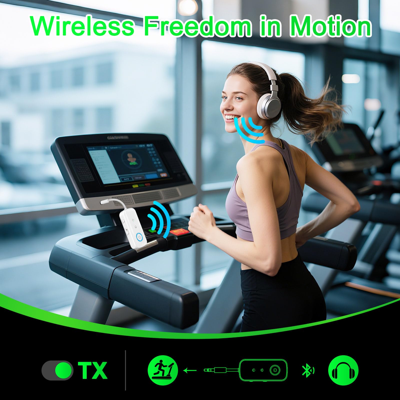 Receptor transmisor Bluetooth 5.4 2 en 1, adaptador de audio de avión, transmisor inalámbrico para TV, PC, gimnasio, interruptor, soporta hasta 2 AirPods, auriculares, receptor Bluetooth para coche y