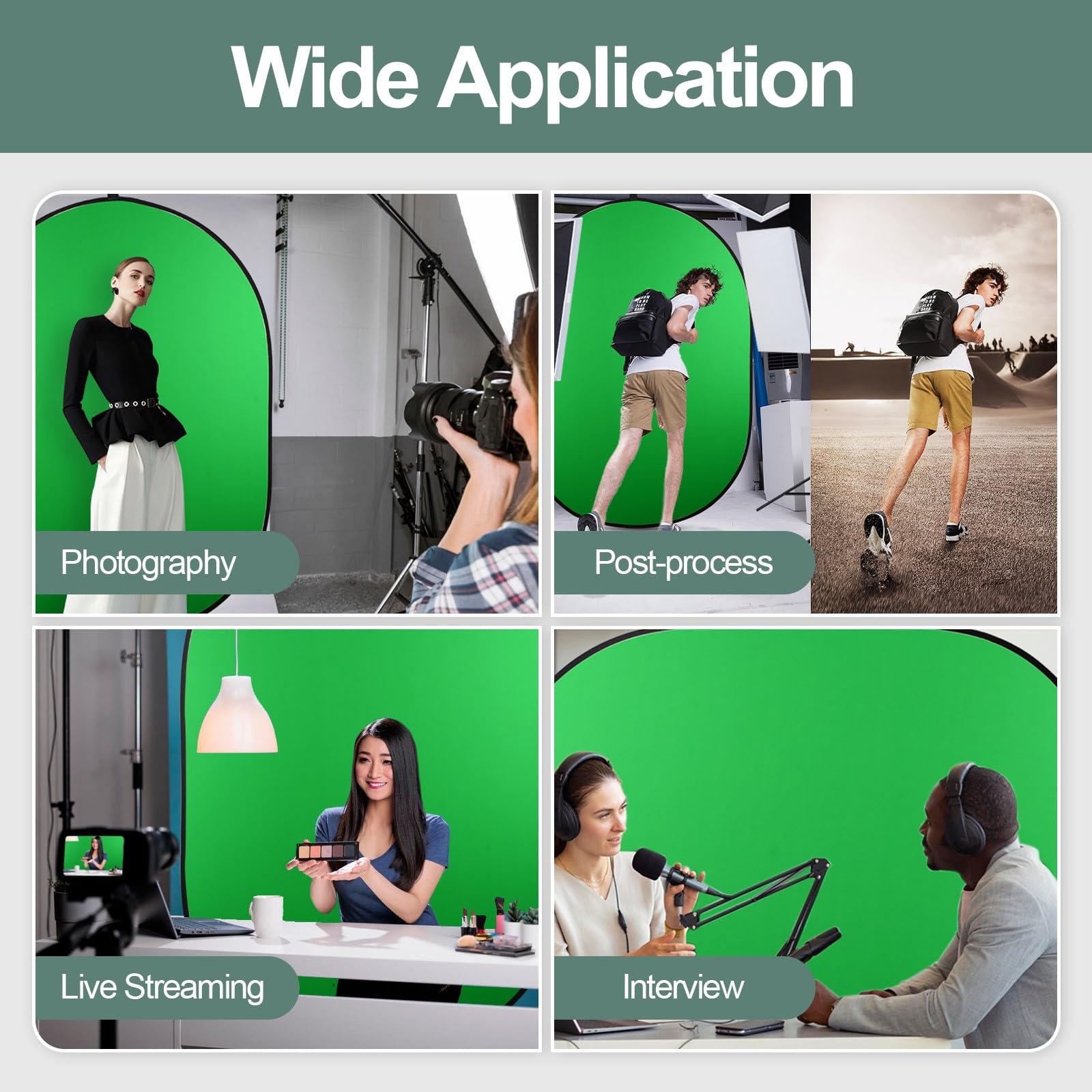 EMART Sfondo con schermo verde blu, sfondo pieghevole su entrambi i lati con borsa per il trasporto, sfondo pop-up portatile per fotografia, live streaming, interviste (99,3 x 59,4 cm)