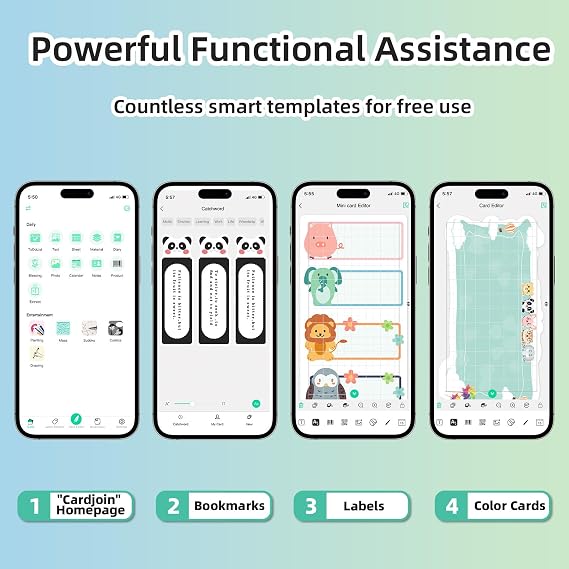 Mini Printer - Portable Sticker Printer Machine, Thermal Label Maker Inkless Pocket Bluetooth Photo for Work, Life, Study Assistance, Tag Receipts, Board Game Cards