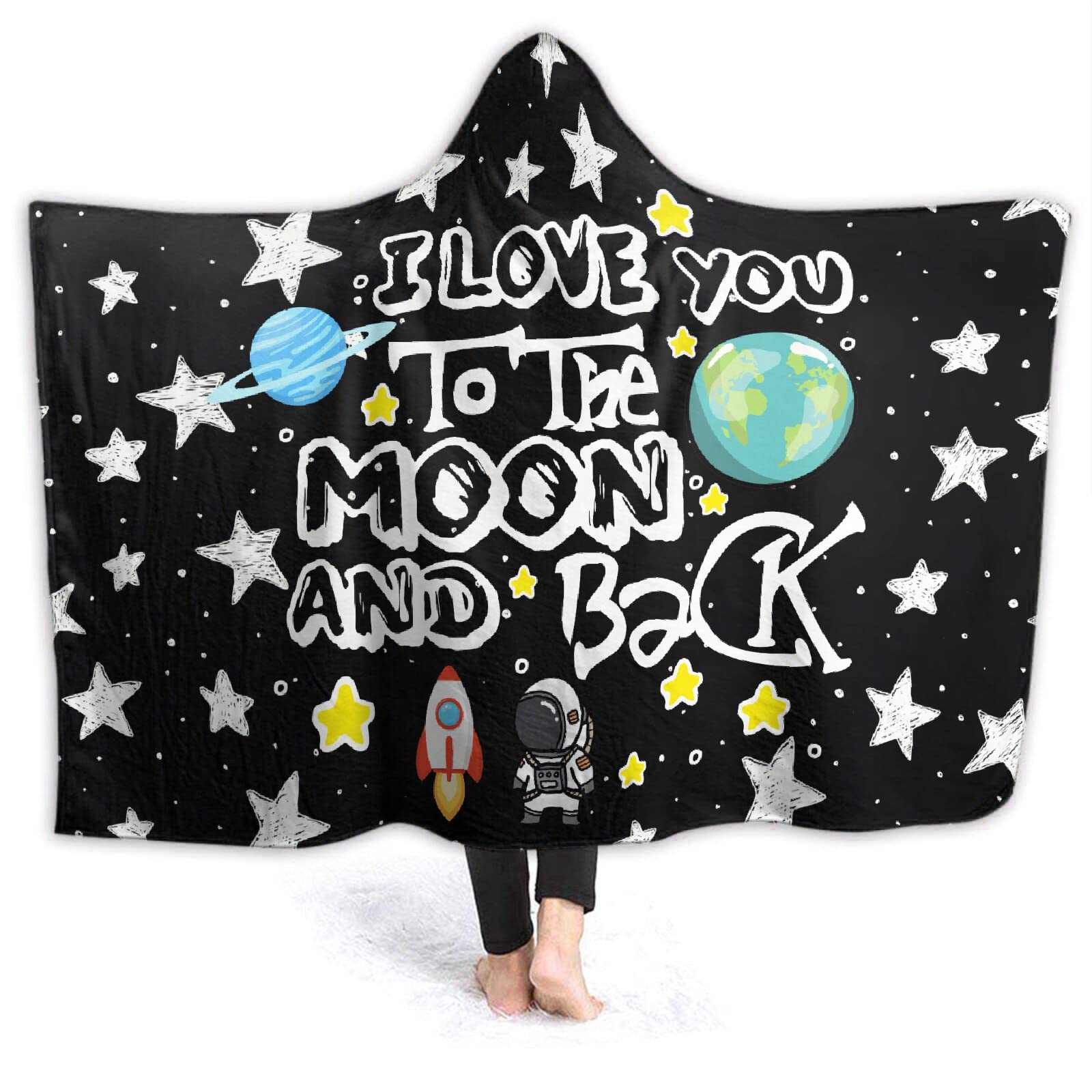 321DESIGNI Love You How To Say Without Saying A Word Wearable Blanket fleece Hooded Robe Cloak Throw Quilt Poncho Microfiber Sherpa Plush Warm Wrap Multiple-Size Adult(80"x60"IN)