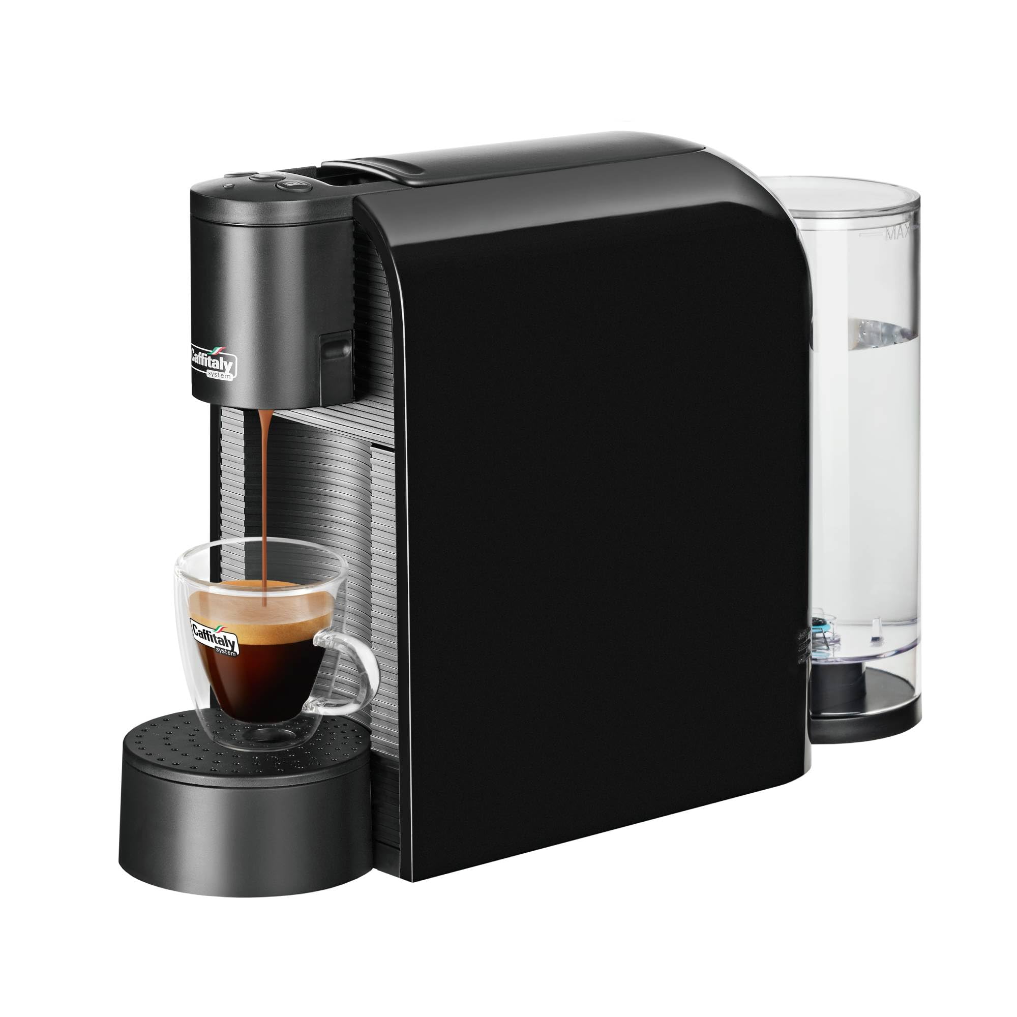Caffitaly, Macchina da Caffè Volta Nera, 30 Capsule di Caffè Corposo Incluse, per Macchine Originali Caffitaly, Ideale per Preparare Diversi Tipi di Espressi e Bevande Calde