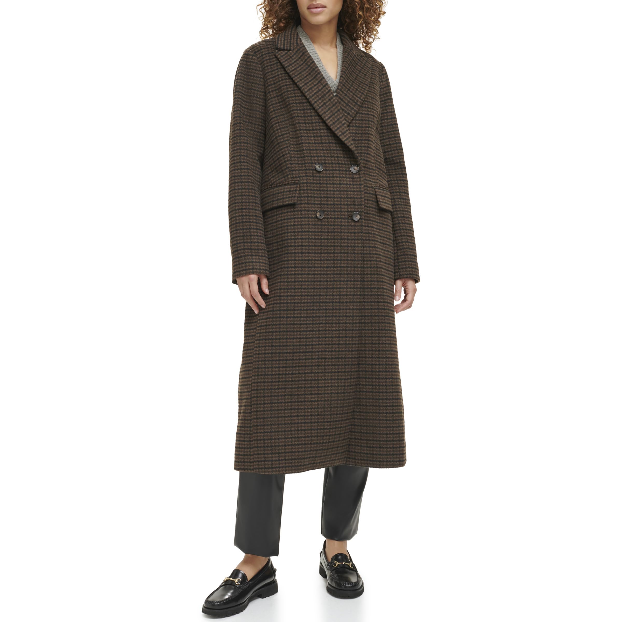 Levis Womens Maxi Length Double Breasted Wool Blend Coat