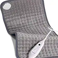 RAINOVA Heating Pad Electric Throw for Back Pain & Cramps Relief, 12''x24'' Electric Pad with Auto Shut Off, Heat Pad 6 Heat Settings,Christmas Gifts for Women, Men, Mom, Dad(Gray)
