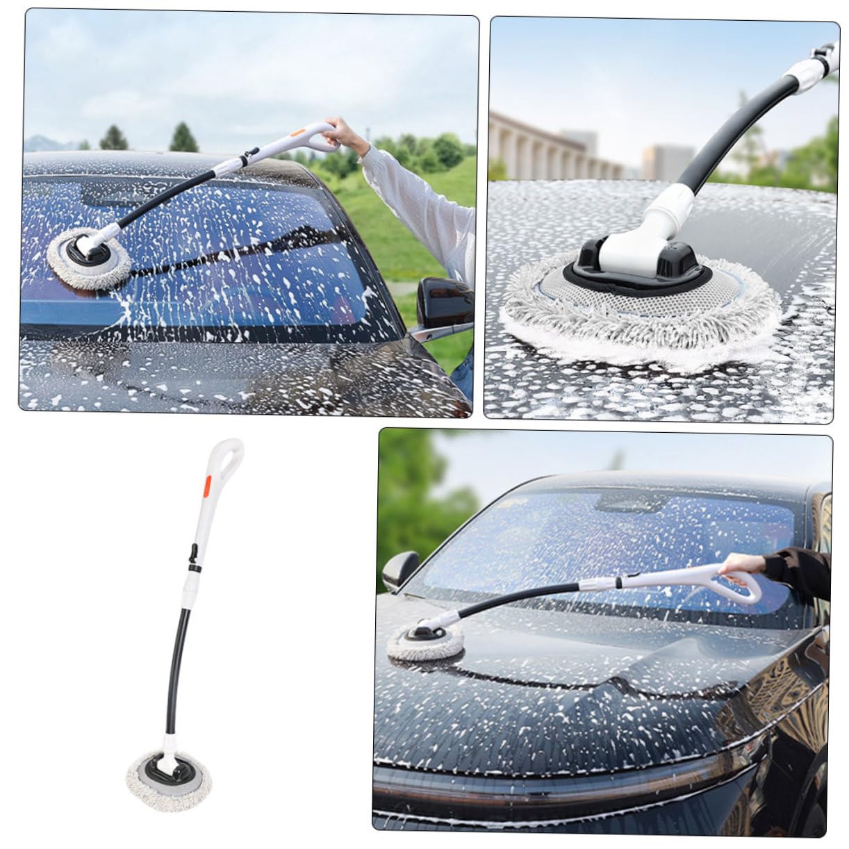 Cabilock Cepillo de Limpieza para Coches Mango Telescópico de Aleación de Aluminio y Chenilla Suave para Proteger la Pintura en Limpieza Doméstica