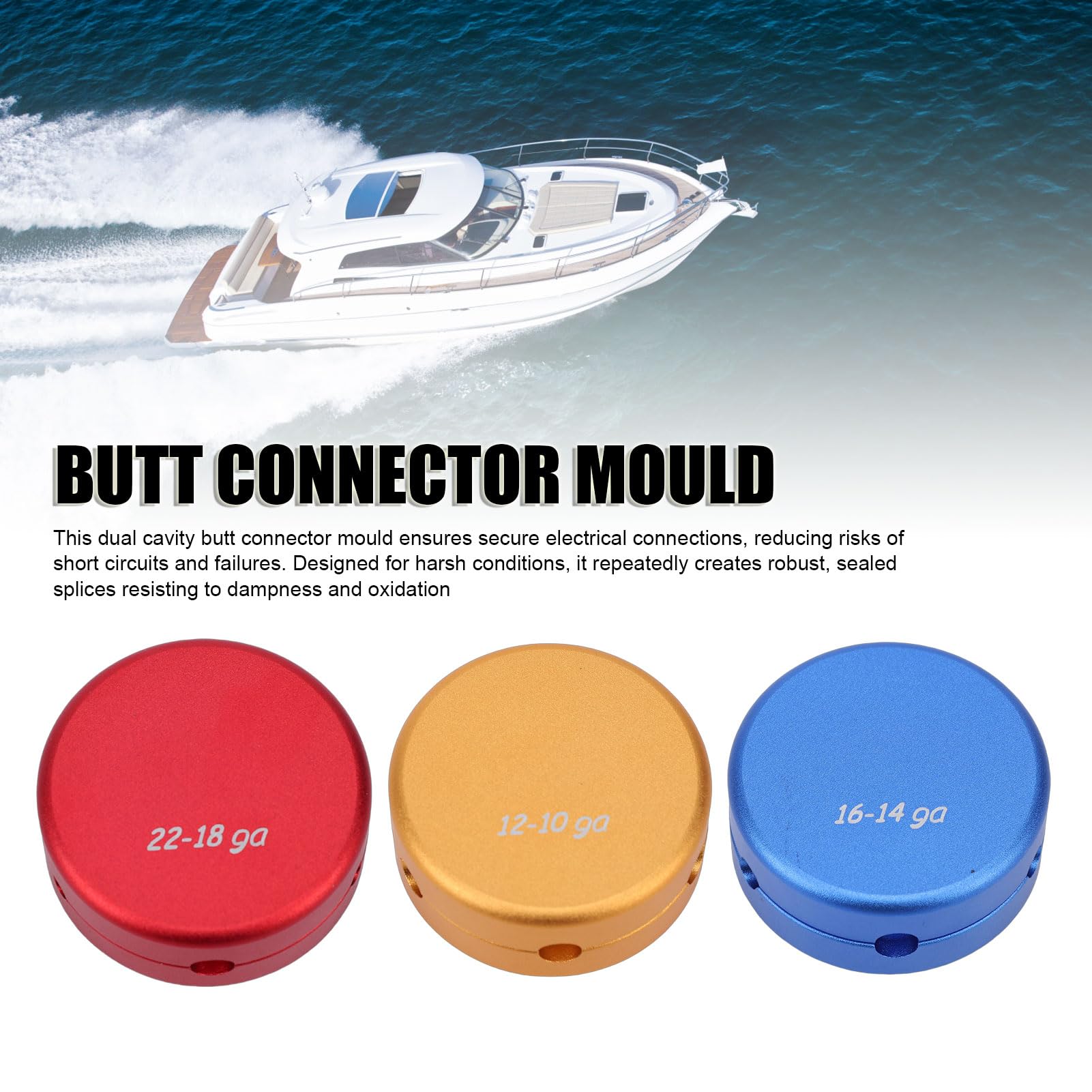 FTVOGUE Molde de Conector a Tope, Molde de Empalme de Alambre a Prueba de Intemperie de Aleación de Aluminio de Doble Cavidad para Cables 12 10AWG 16 14AWG 22 18AWG con Diseño Reutilizable