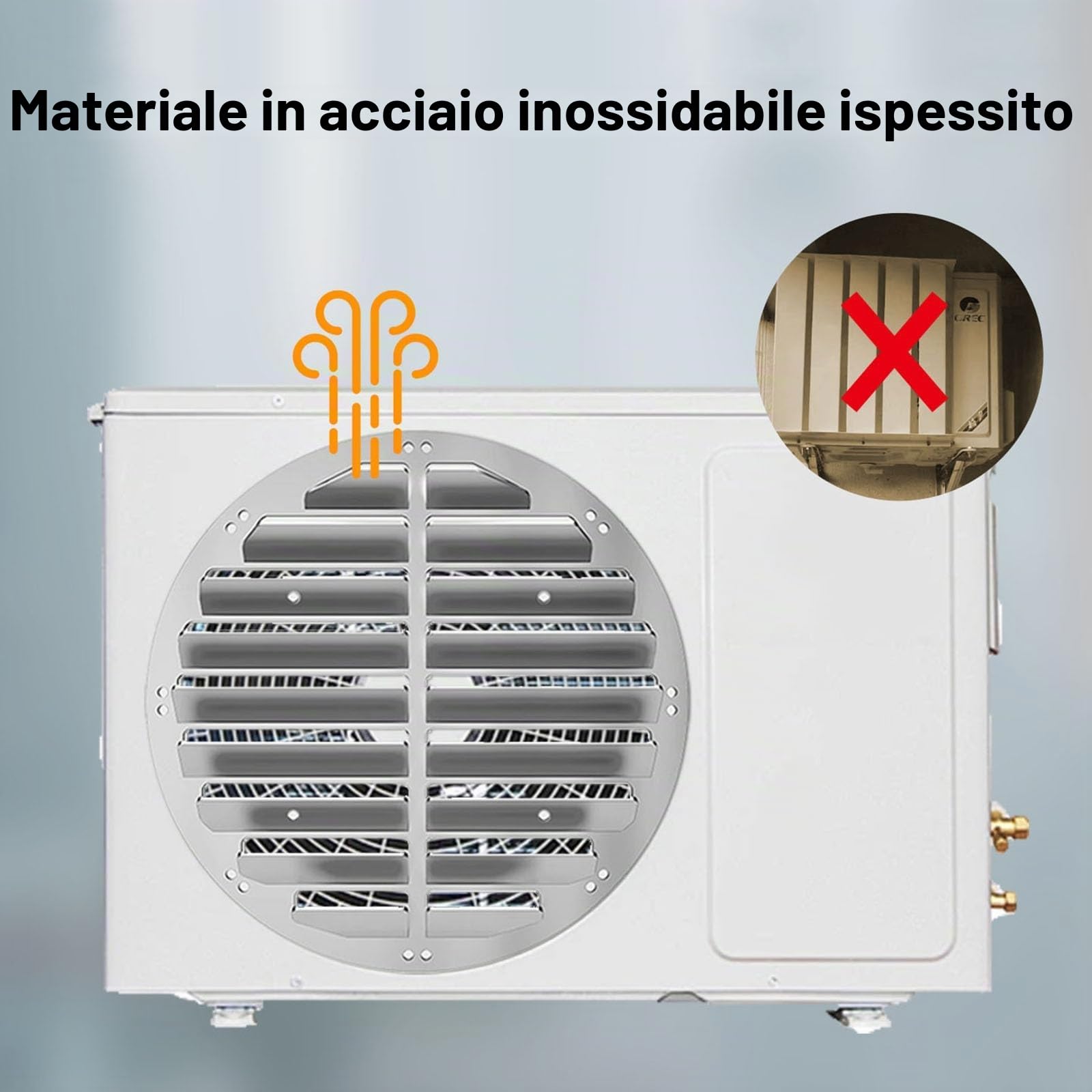 Deflettore di Flusso dell'unità Esterna del Condizionatore d'Aria Deflettore dell'Aria Esterna della Macchina Deflettore della Serranda in Acciaio Inox Coperchio della Guida(43cm/17in)