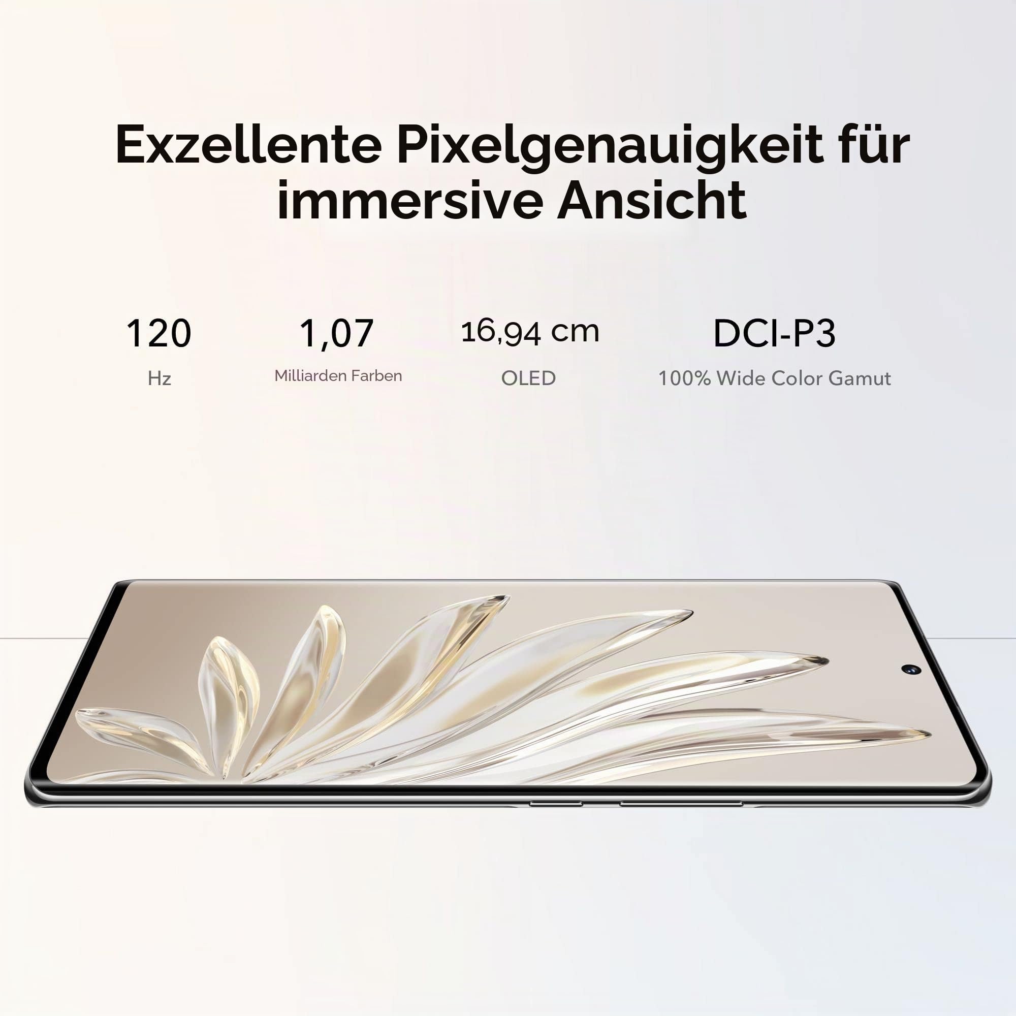 Honor 70 Smartphone, Handy 5G, SIM-frei entsperrt, 8+256GB, 54MP Dreifach-Rückkamera, 120Hz 6,67 Zoll OLED Curved Screen, Android 12, 4800mAh Midnight Black