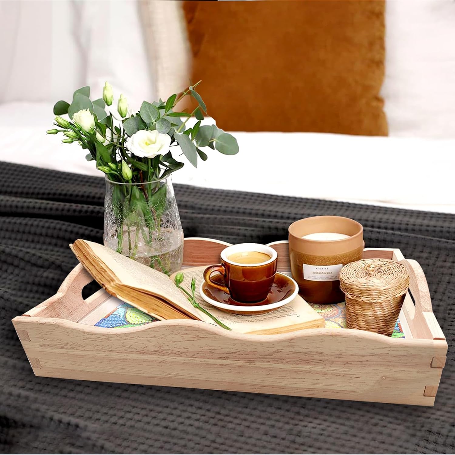 ARTopet DIY Diamond Tray Diamond Art Painting Sunflower Creative Design Handmade Wooden Tray Mosaic Making Kits by Number Kits Diamond Art for Coffee Living Room Home Organizer