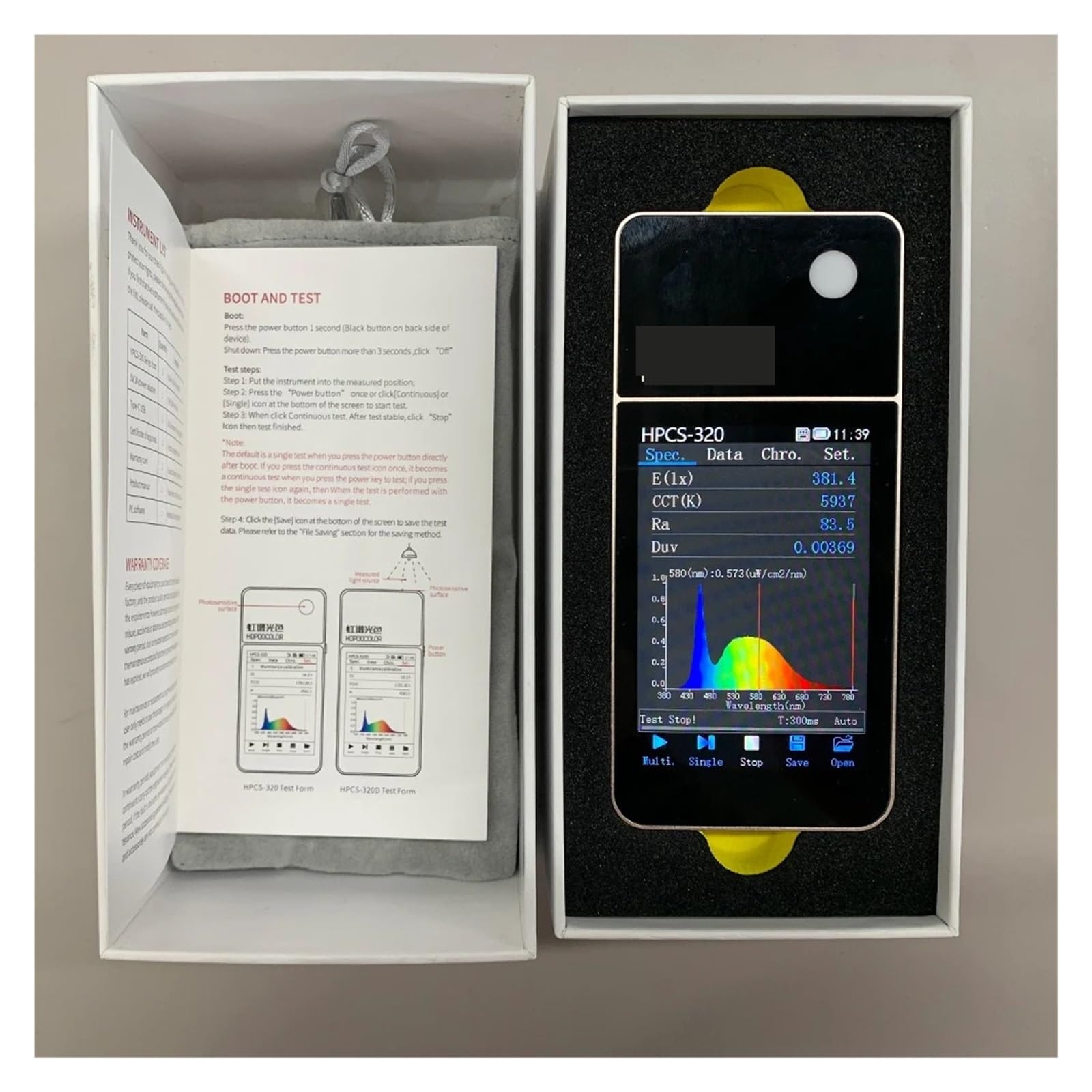 Espectrómetro de luz portátil CCT CRI Meter Lux Test,Detección de Datos