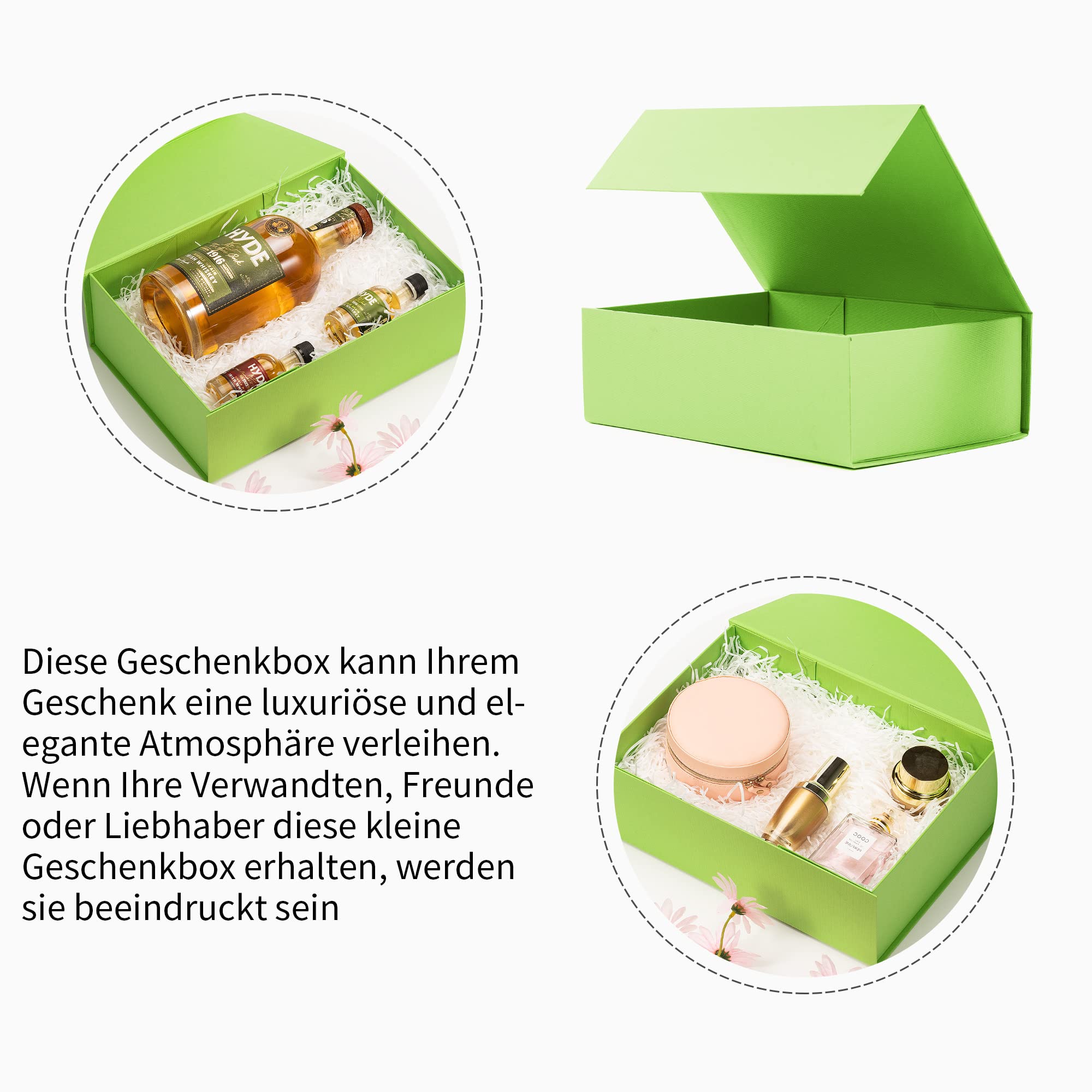 ADEL DREAM Faltende Geschenkbox für Kleidung (10 Stück, Groß, Leuchtend Grün)