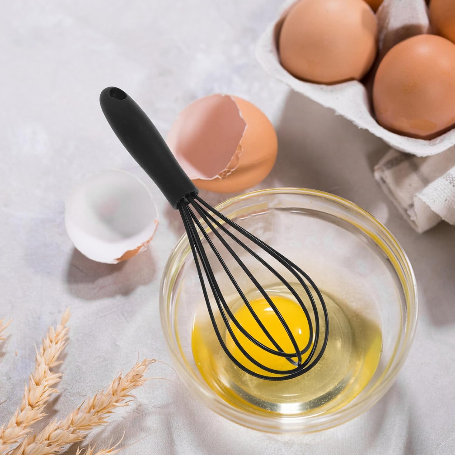 Generic 4pcs Mini Silicone Whisks with Stainless Steel Handles for Cooking and Baking Multipurpose Egg Beater and Milk Frother Compact Wire Whisk for Blending Whisking and Stirring Batches
