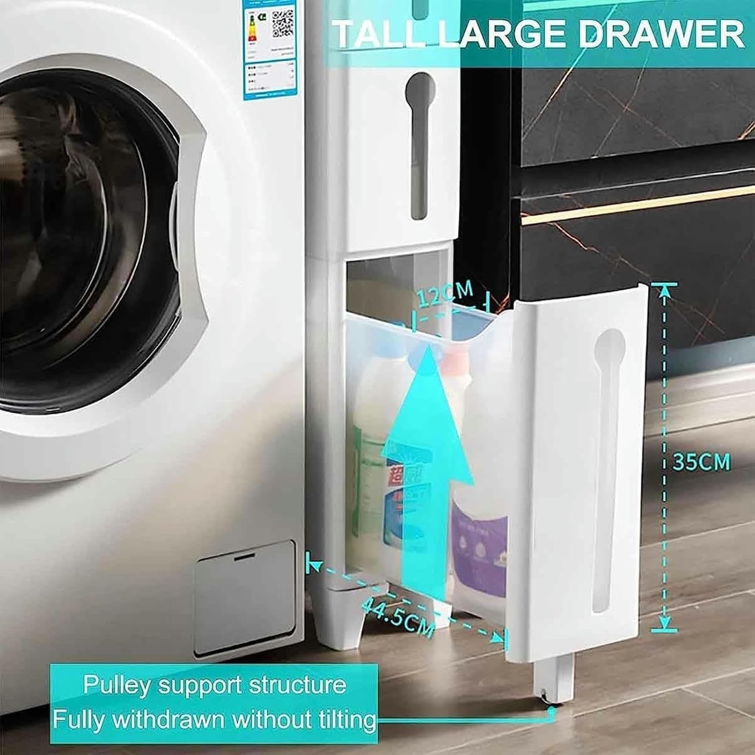 Cassetti impilabili autoportanti a 4 ripiani ad angolo per bagno e cucina di piccole dimensioni, torre di stoccaggio sottile con robusta stabilità e du