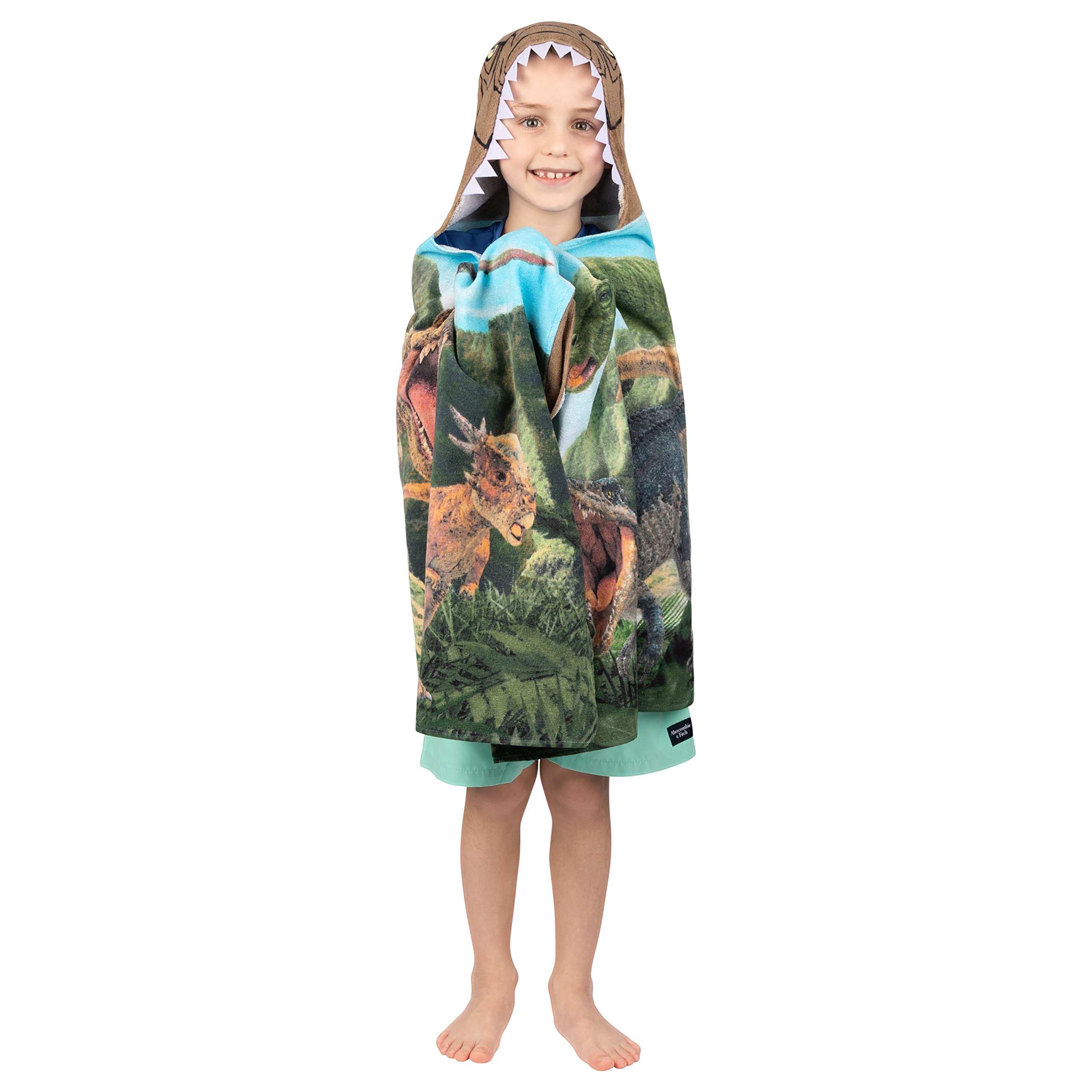 Franco Kids Bath and Beach Soft Cotton Terry Hooded Towel Wrap, 24 in x 50 in, Jurassic World Dominion
