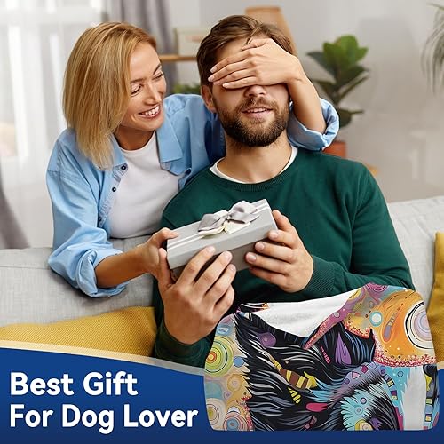Miniatura 6 de ALIFAFA Regalos de Border Collie, manta de Border Collie para mujeres y hombres y niños, manta colorida de Border Collie en blanco y negro, manta de
