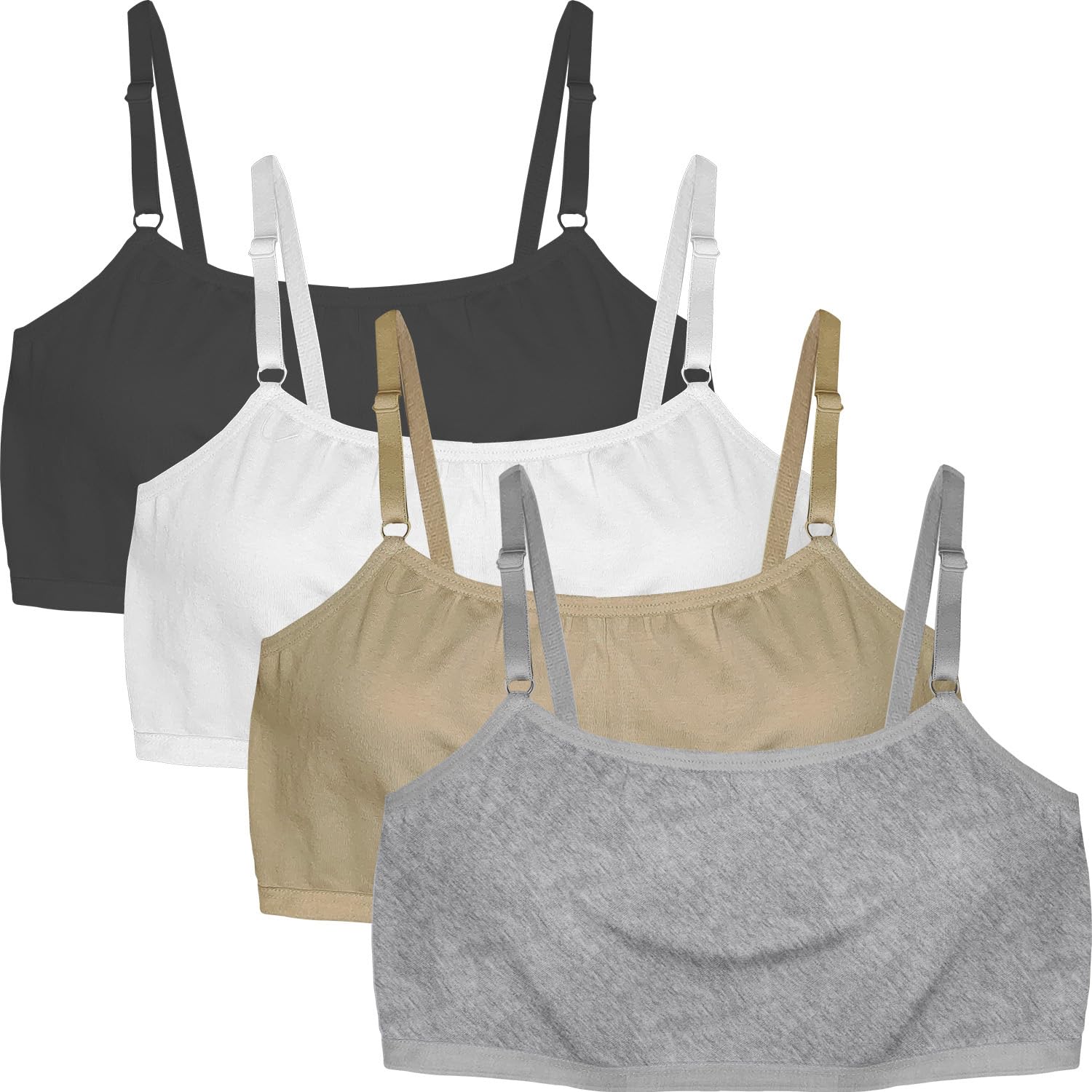 Dressably Girls Cotton Blend Pack of 4 Solid Beginner Bras : Half Slips & Camisoles (Age, 9 Years, 10 Years, Regular, Black, White,Skin & Grey) - Image 8 thumbnail