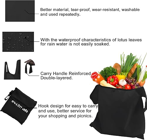 Miniatura 3 de Bolsas de compras Evohyah reutilizables para comestibles, Negro -