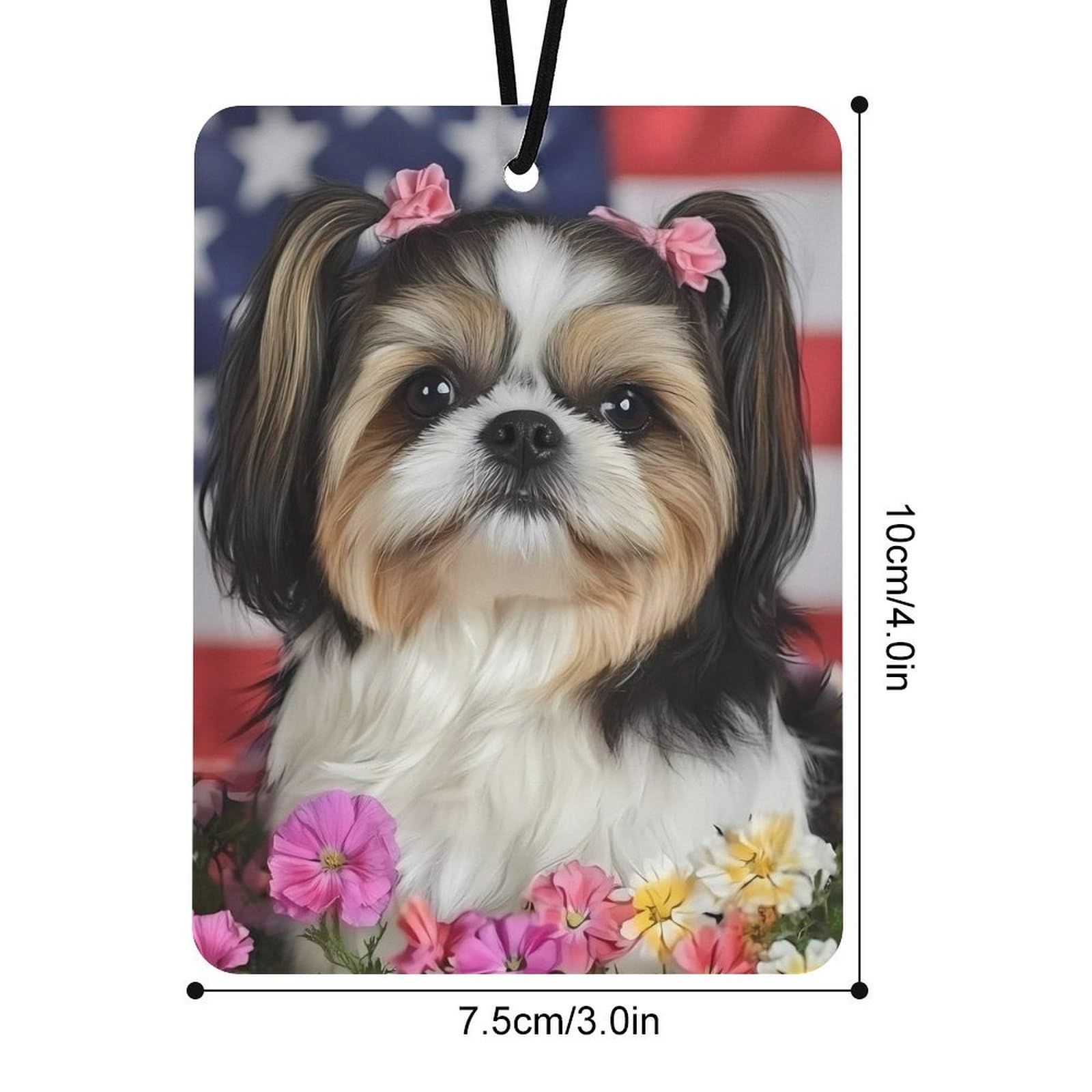 Shih Tzu Dog And Flowers Car Air Freshener Hanging Aromatherapy Tablets for Car Accessories Square