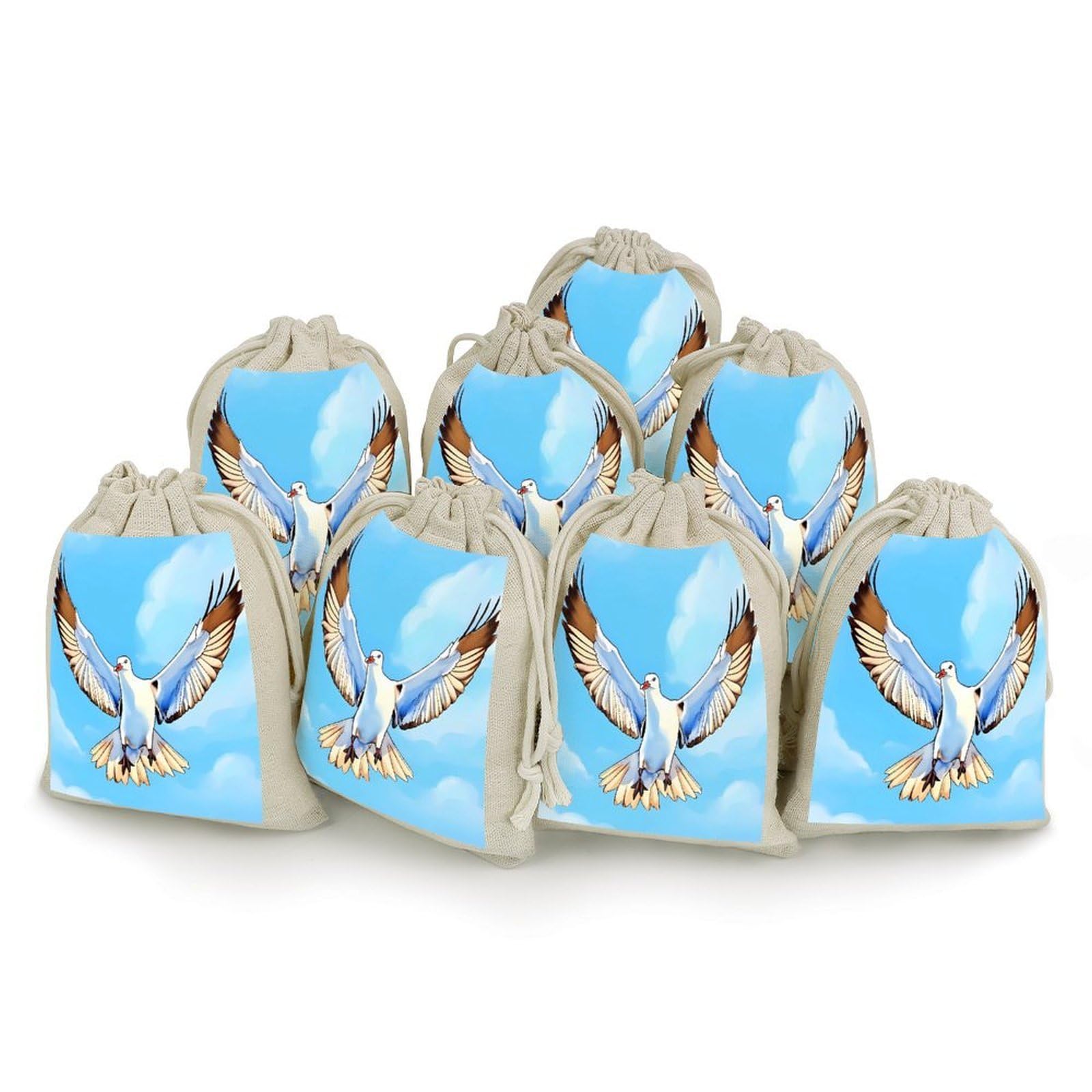 Adfgyerh Style Seagulls In Flight Bags With Drawstring Reusable,Jewelry Bags 4.9 X 6.7 Inch, Set Of 8,Gift Bags For Party Wedding Storage Home Supplies