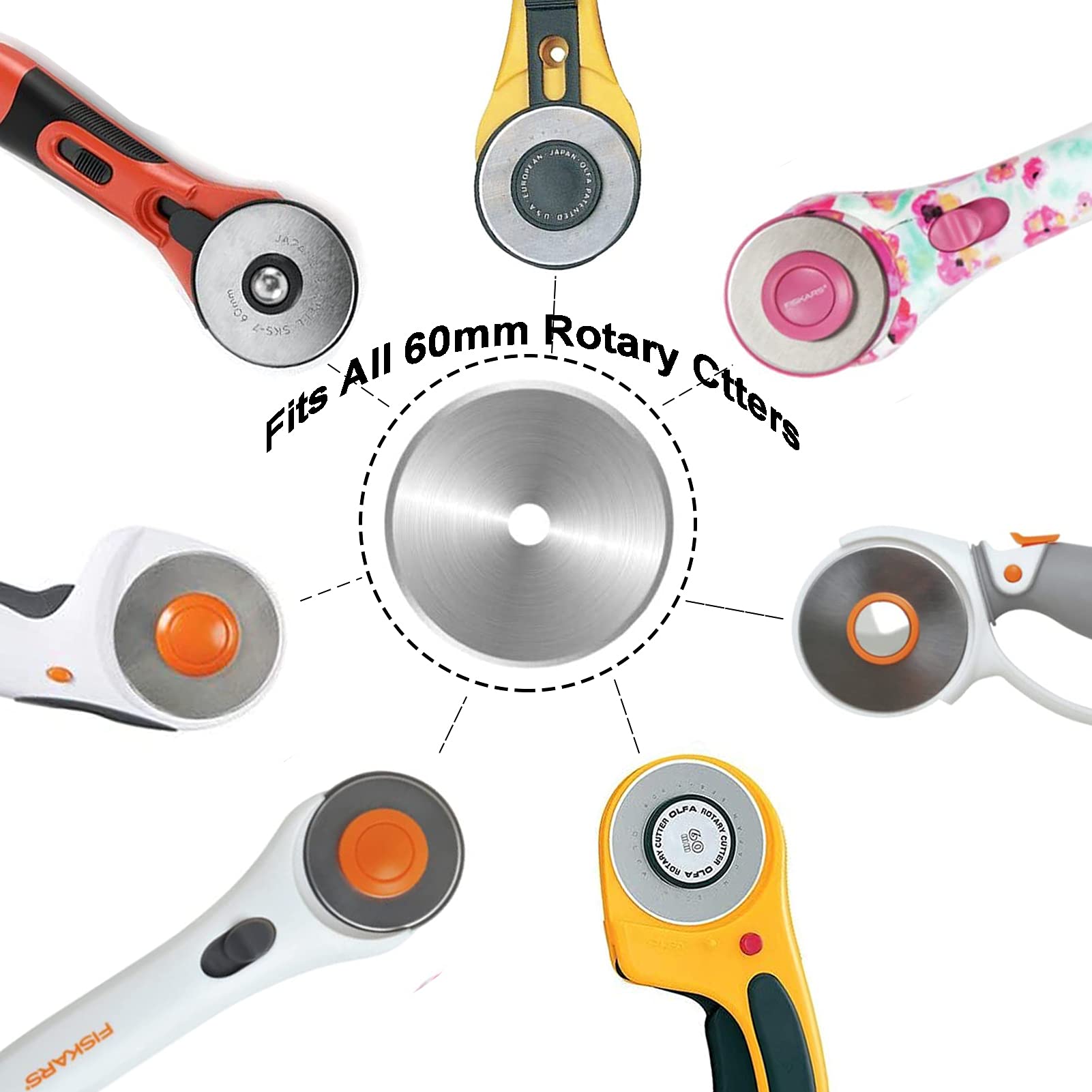 60mm Rotary Cutter Blades - 5 Pack Replacement -3 60mm Rotary Cutter Blades - 5 Pack Replacement -3