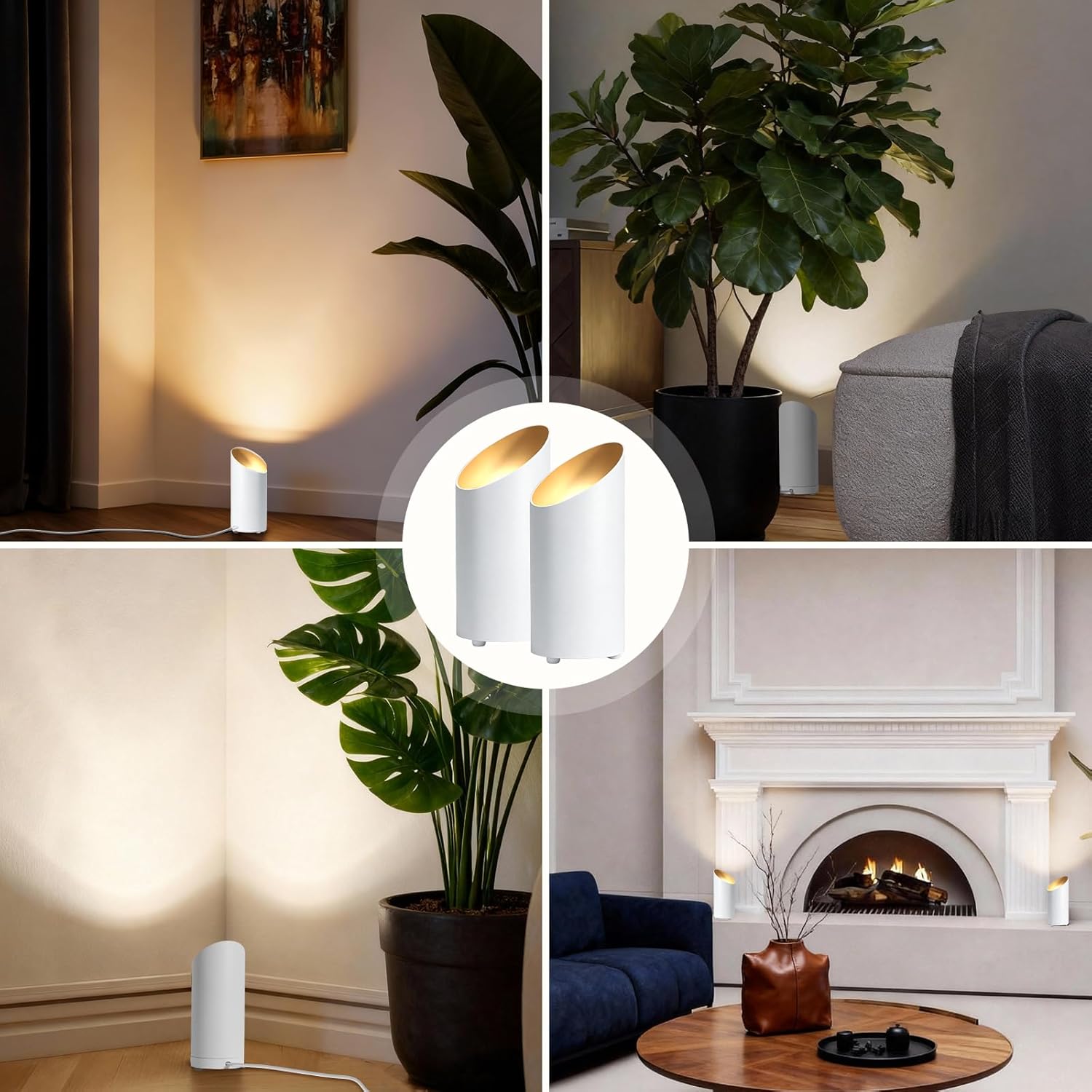 Wireless Battery-Operated Floor Can Light - 6000K LED Up Lights with Timer and Remote , 3 Color Temperatures and Dimmable Uplighting Spotlights ,Ideal for Indoor Corners, Sofas, Plants, and Wall Art