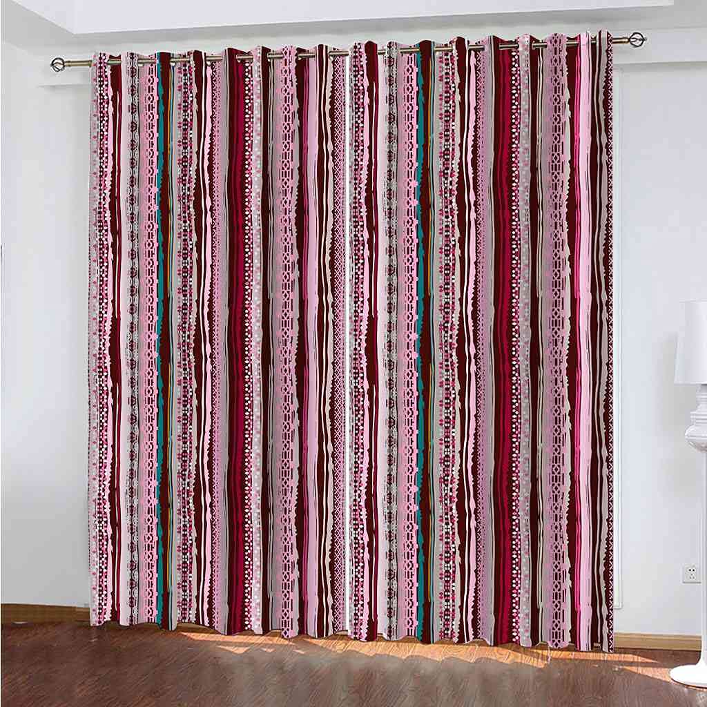 Rideaux occultants pour enfant violets à motif ethnique imprimé 3D avec œillets 140x160 cm