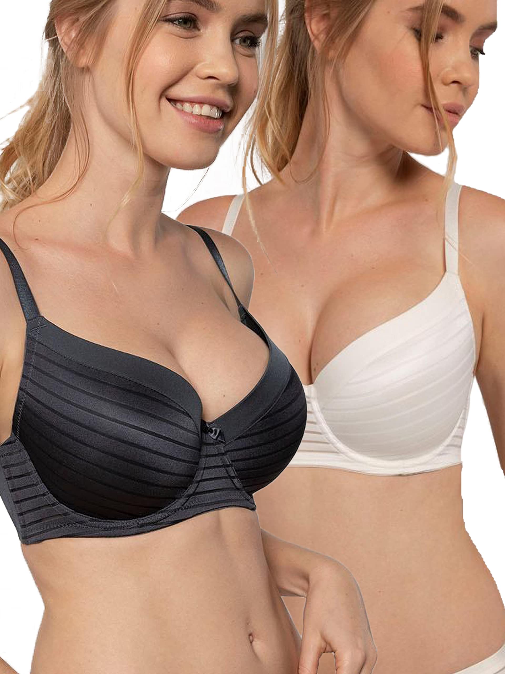 Carmen Light Padded Everyday Bra Supportive Underwire Balcony 3/4 Cup Demi TShirt