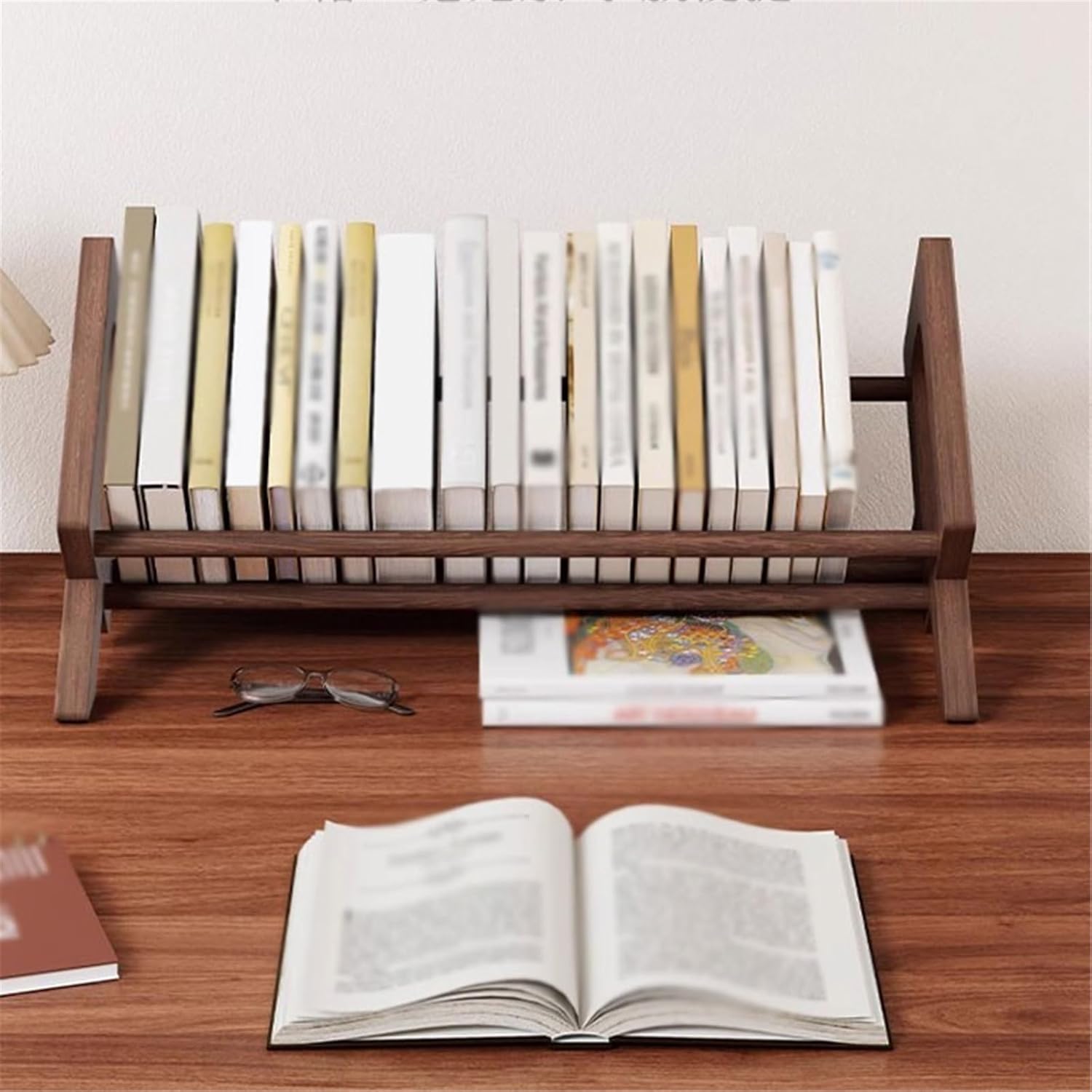 CD Storage Rack Tilted Wooden CD Record Rack Three-dimensional Albums Display Shelf for Home Office