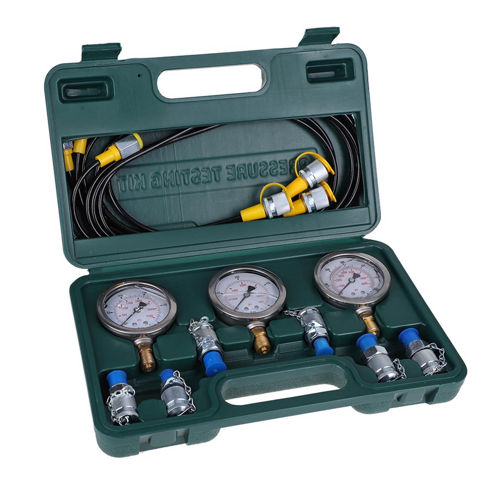Kit di prova della pressione idraulica, set di manometri per prove idrauliche per escavatori da 250/400/600 bar, kit di manometri per prove idrauliche con raccordo per tubo flessibile di prova, man