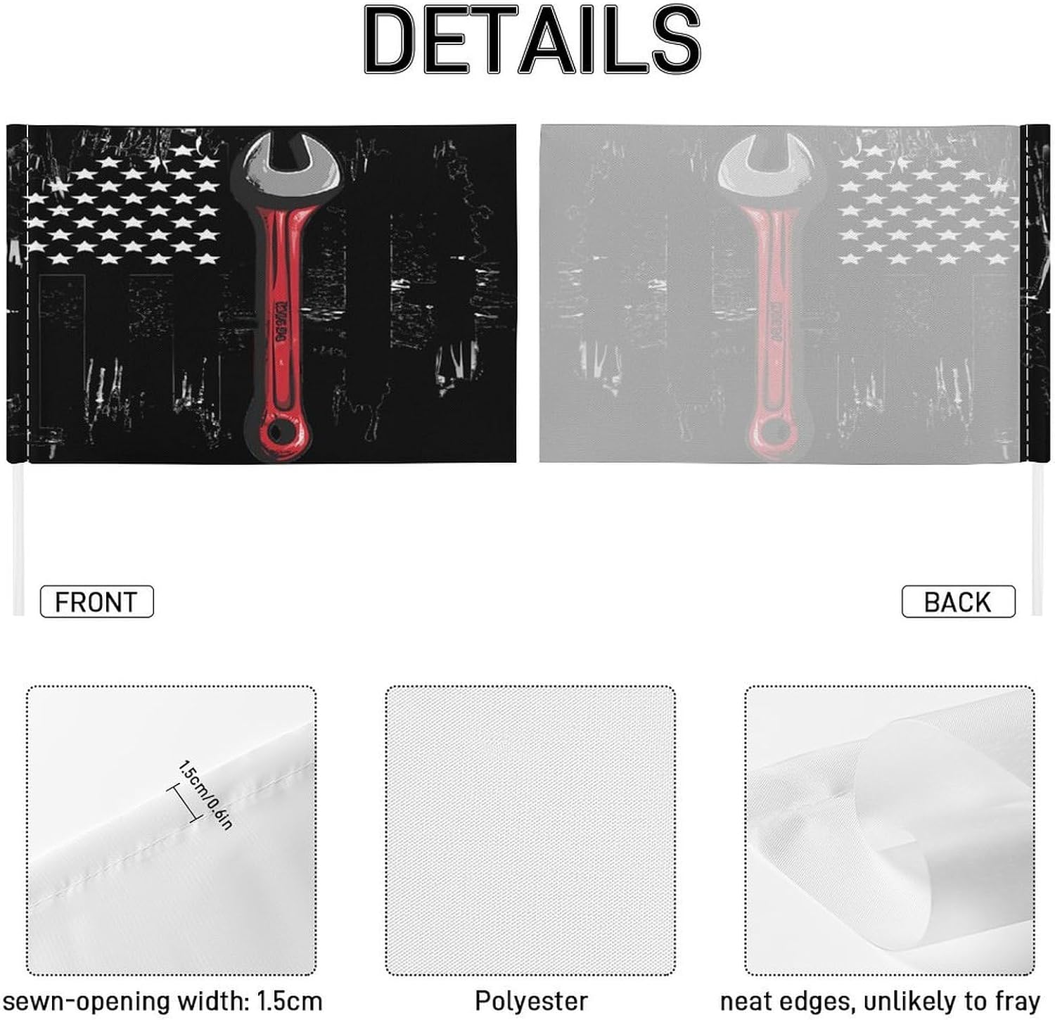 Am-erica-flag Mechanic Wrench Car Flag Polyester Clip Flags Mini Handheld Banners for Auto Outside Travel Decor image 3