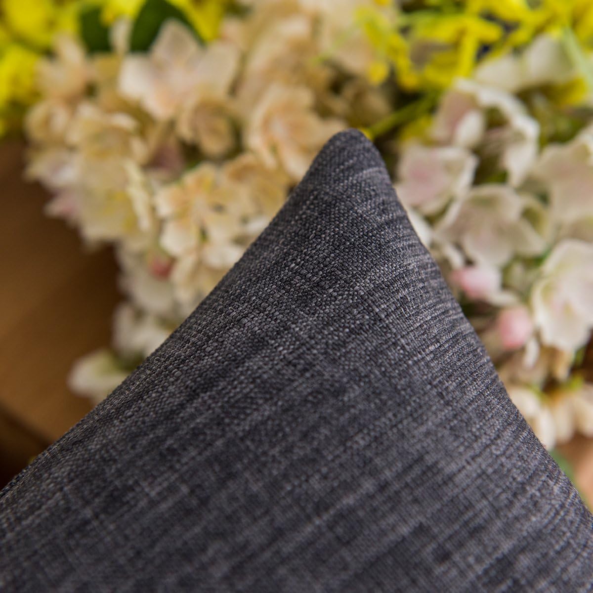 Jeanerlor Pack of 2 Decor Burlap Natural Style Lined Linen 18x18 inch Throw Pillow Cases Cushion Cover for Living Room/Christmas,(Dark Grey) - Image 5