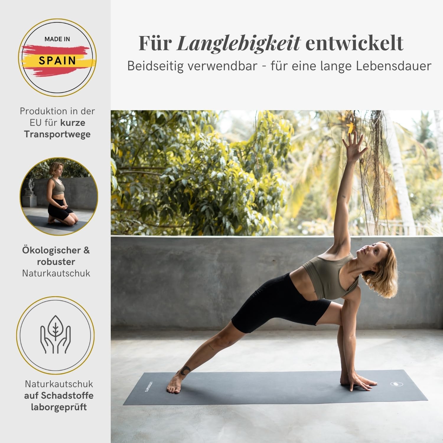 LOTUSCRAFTS Tapis de yoga de voyage, modèle Arise Travel, fin et pliable, fabriqué en Espagne en caoutchouc naturel, yoga mat portable, idéal pour les voyages